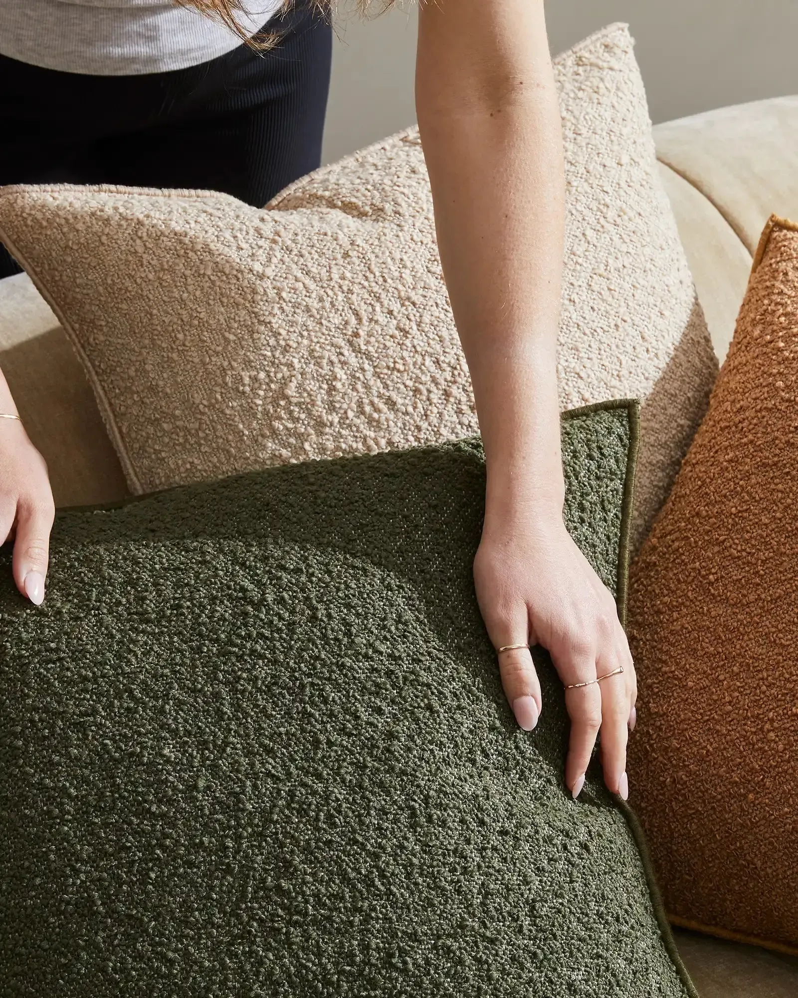 Alberto Boucle 50Cm Cushion - Olive - Image 3