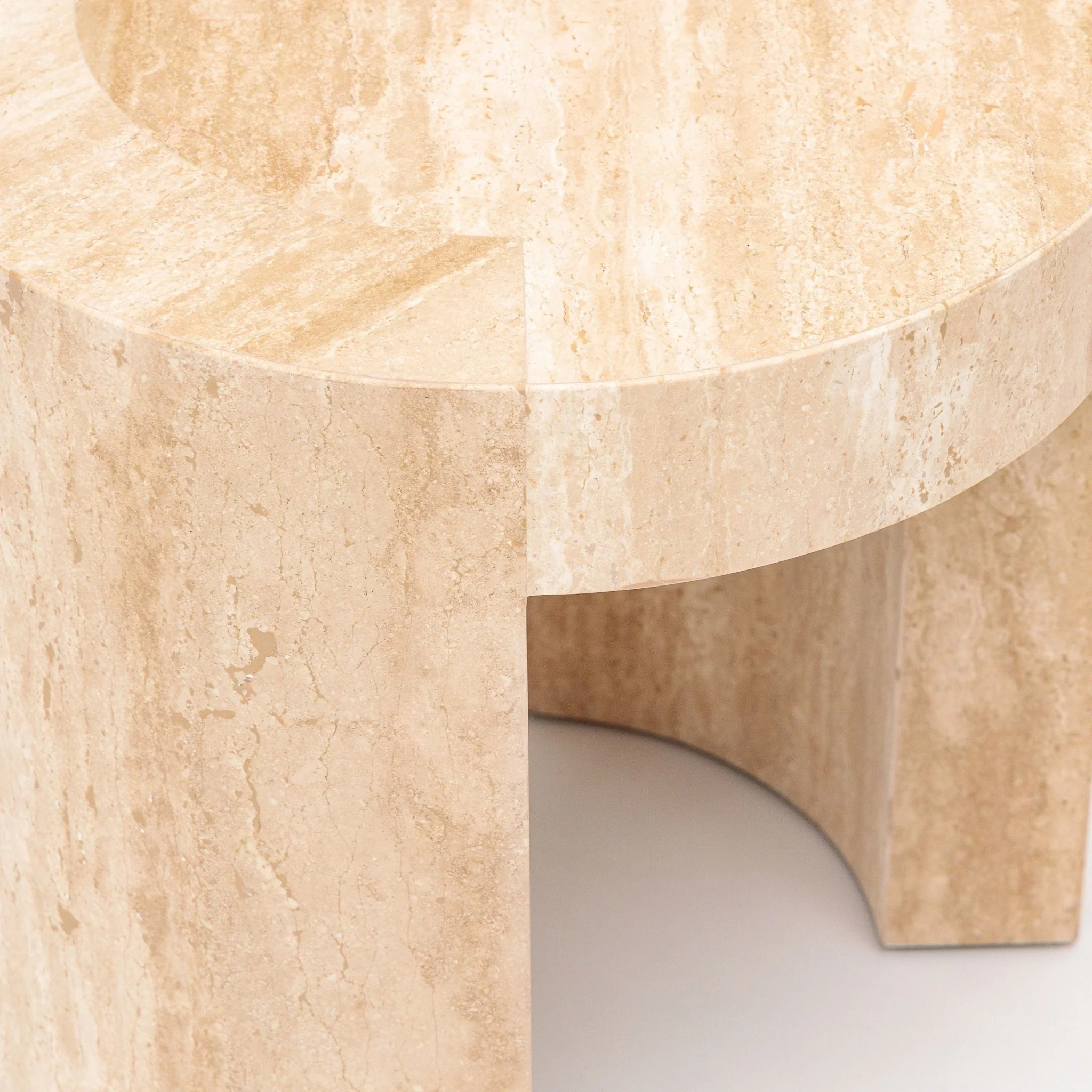 Arno Round Side Table - Travertine - Image 6
