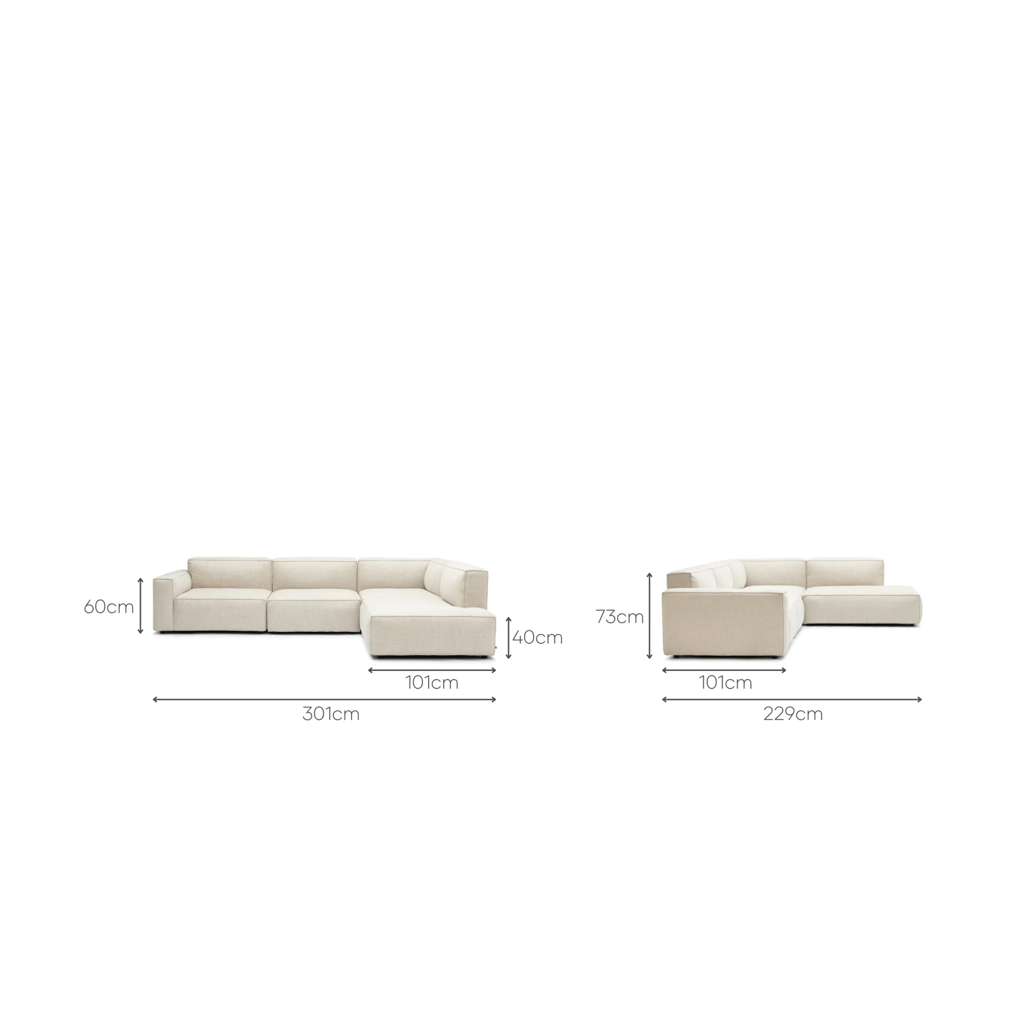 Baker Corner Sofa Set - Oatmeal - Image 8