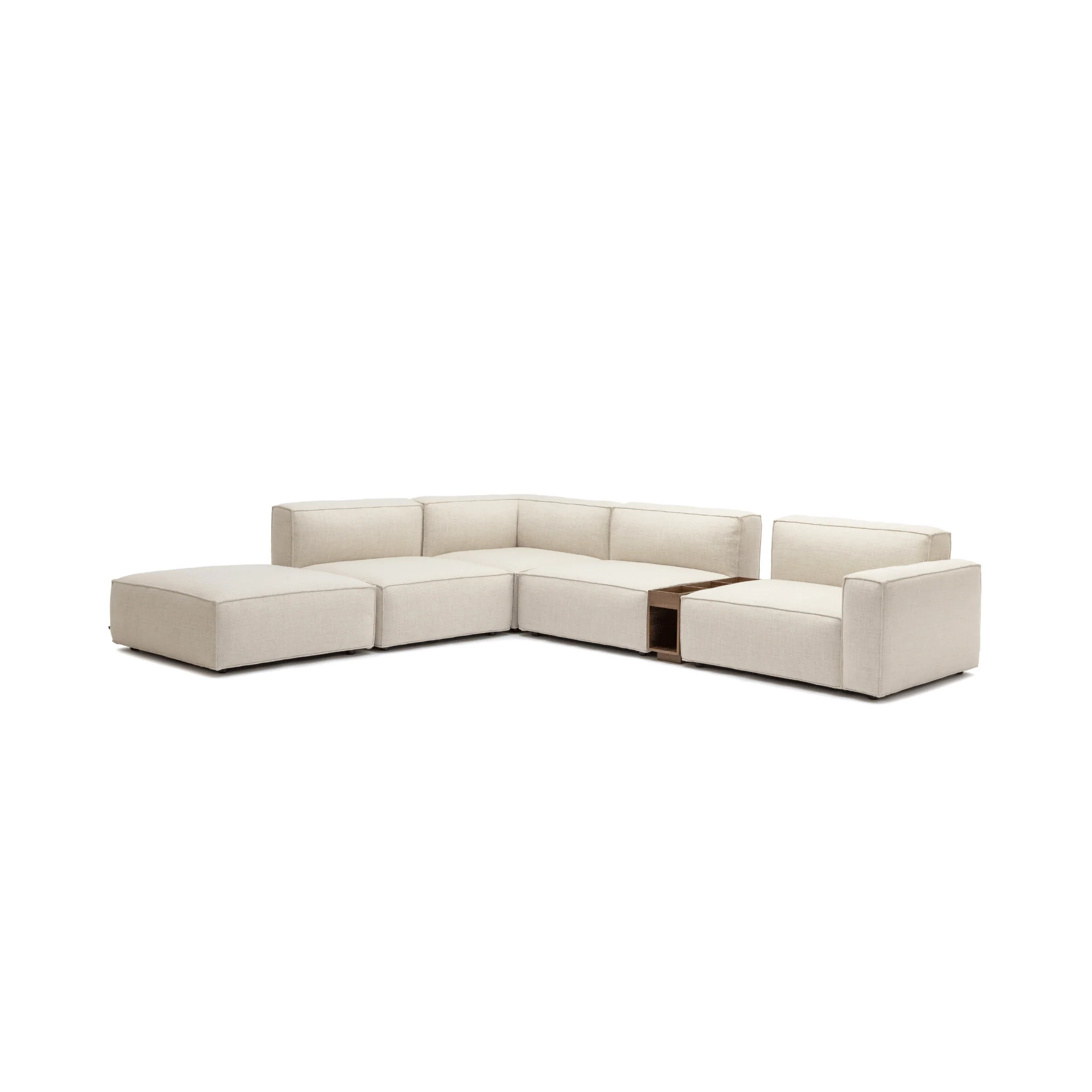 Baker Large Corner Sofa With Ottoman & Storage - Oatmeal - Image 2