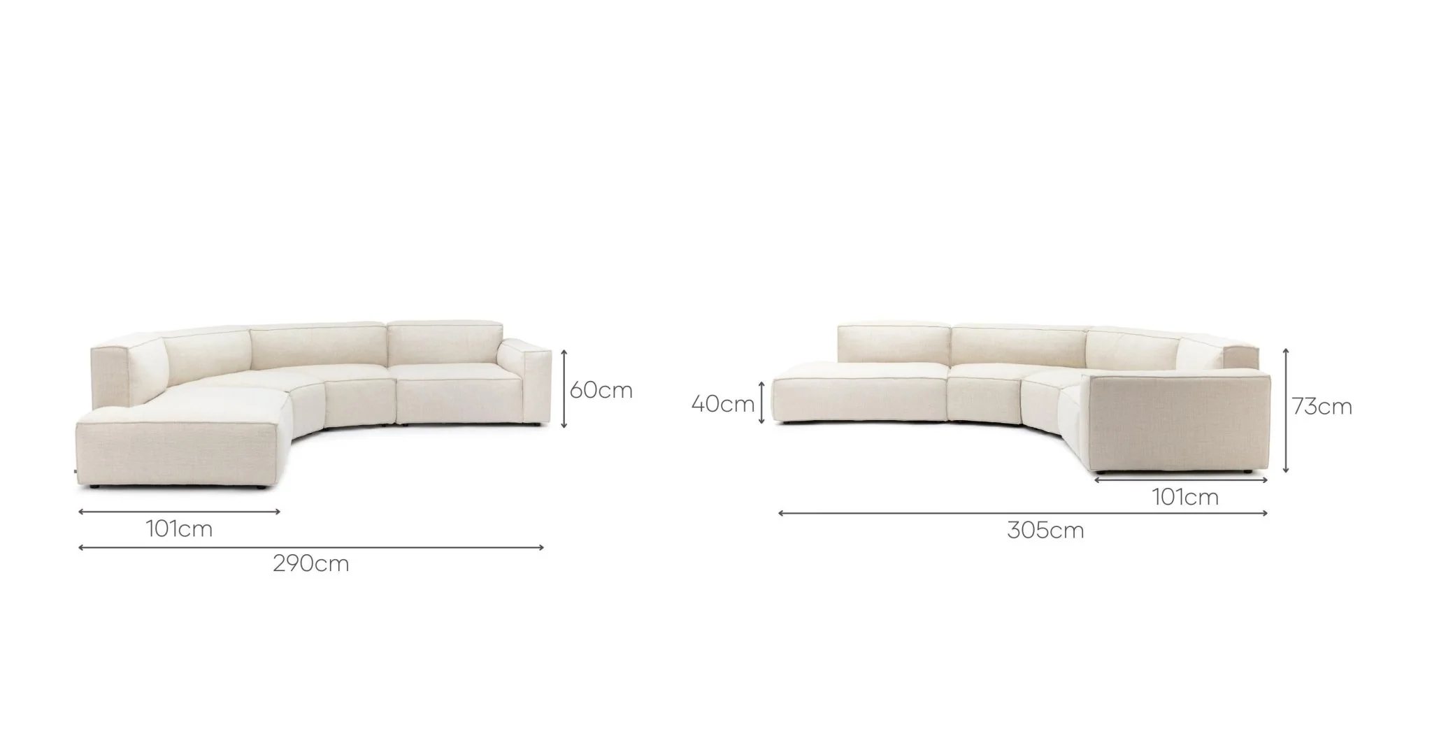 Baker Curved Large Open Sofa - Oatmeal - Image 13