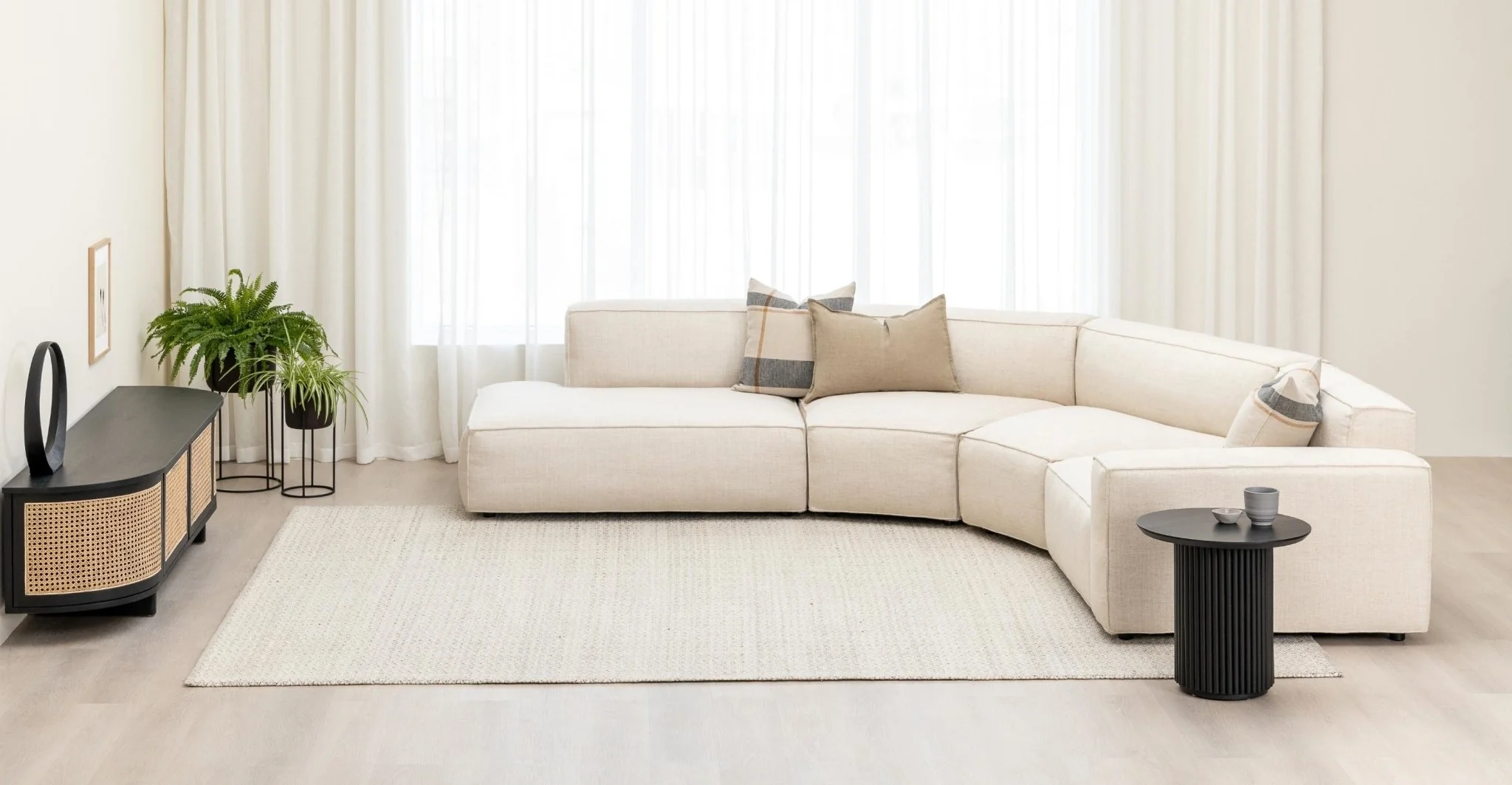 Baker Curved Large Open Sofa - Oatmeal - Image 2