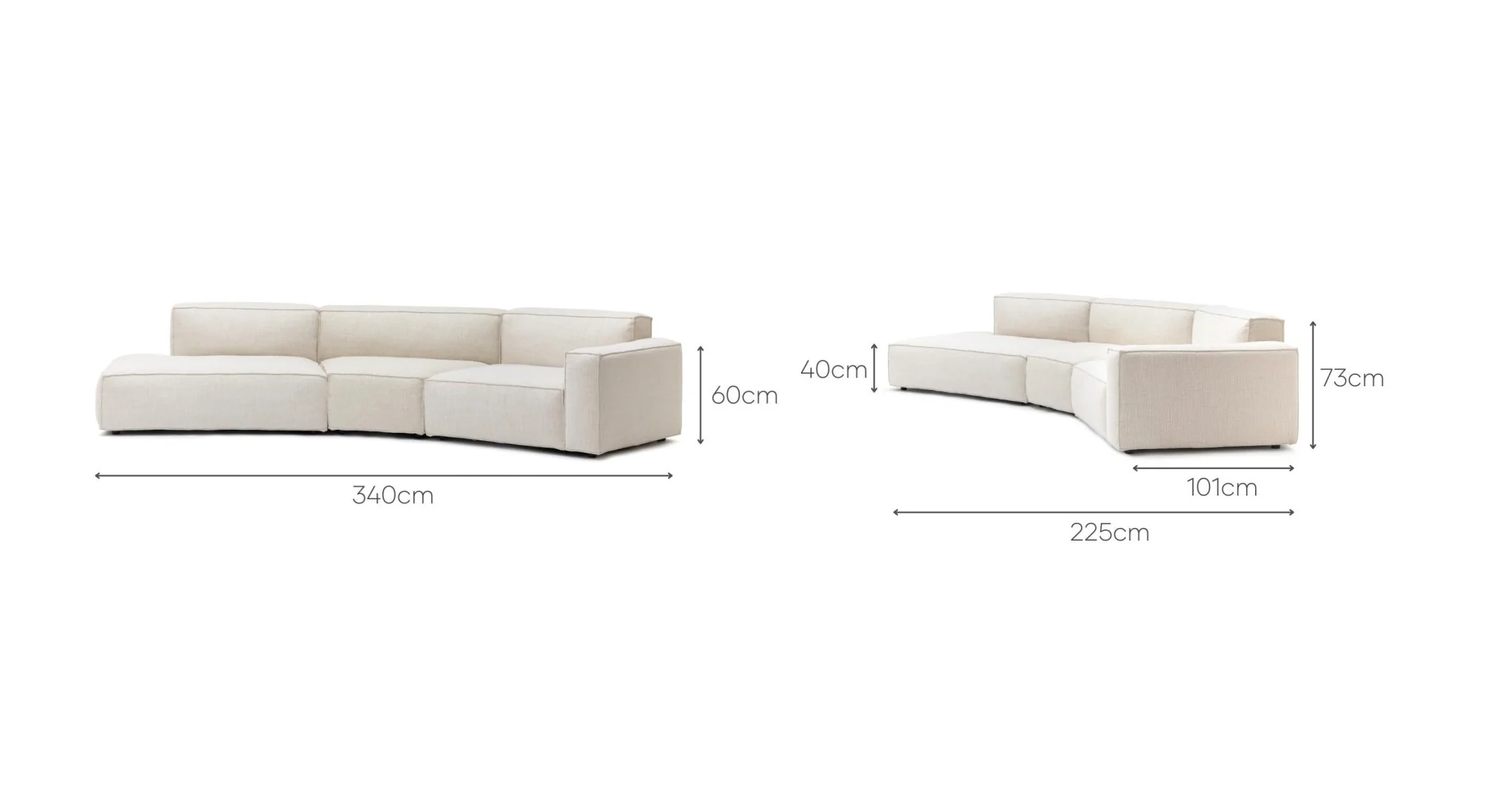 Baker Curved Open Sofa - Oatmeal - Image 12