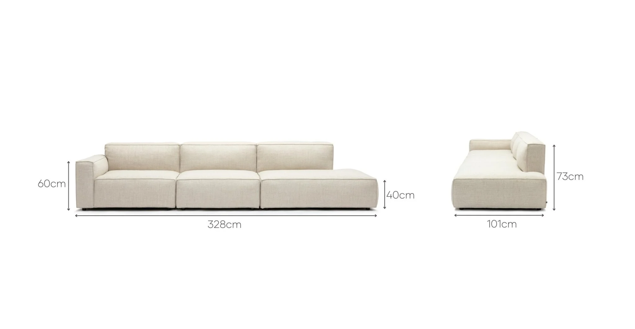 Baker Large Open End Sofa - Oatmeal - Image 11