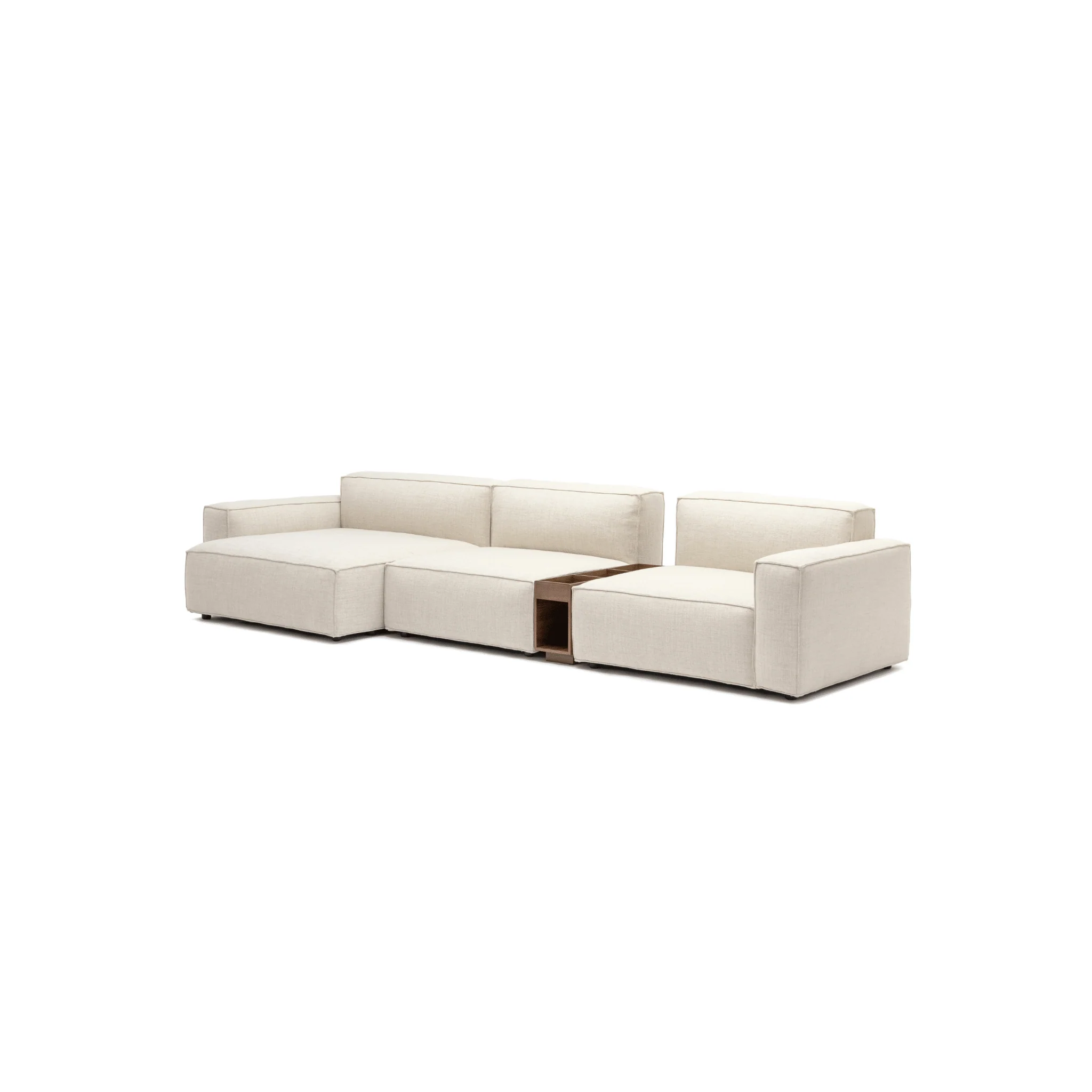 Baker Large L-Shaped With Walnut Storage - Oatmeal - Image 2
