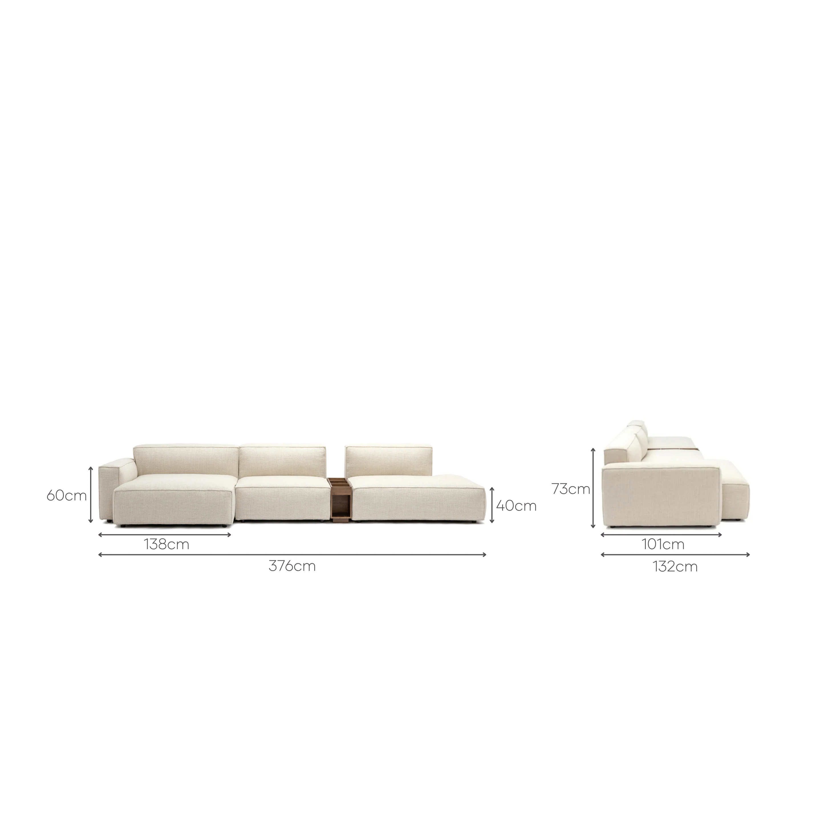 Baker Mega Lounge Sofa With Storage Table - Oatmeal - Image 4