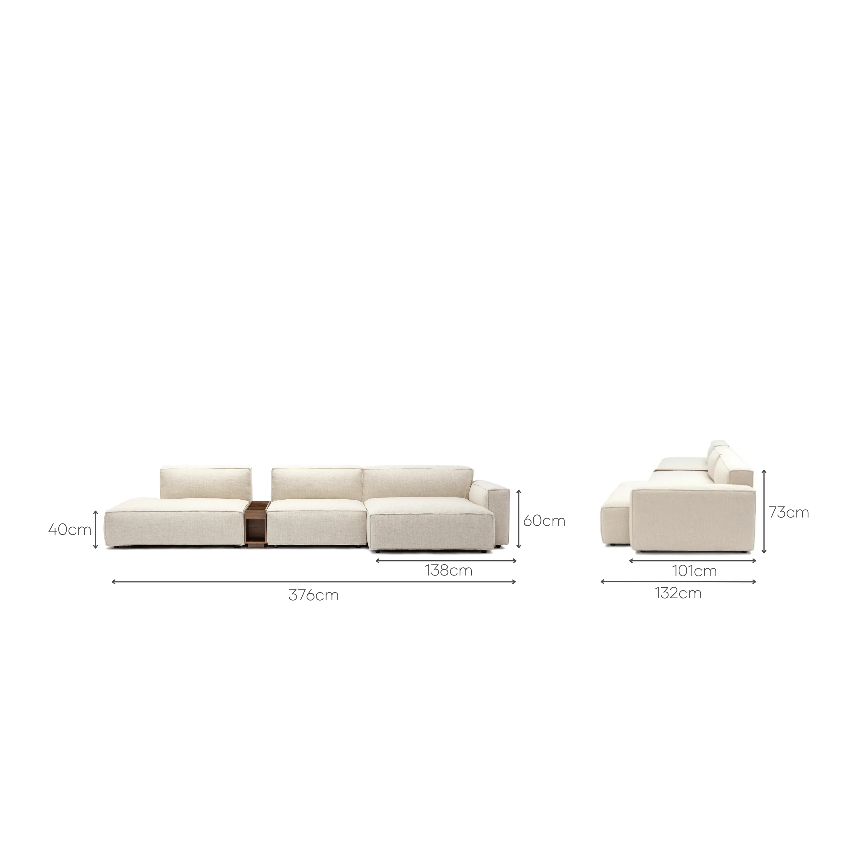 Baker Mega Lounge Sofa With Storage Table - Oatmeal - Image 8