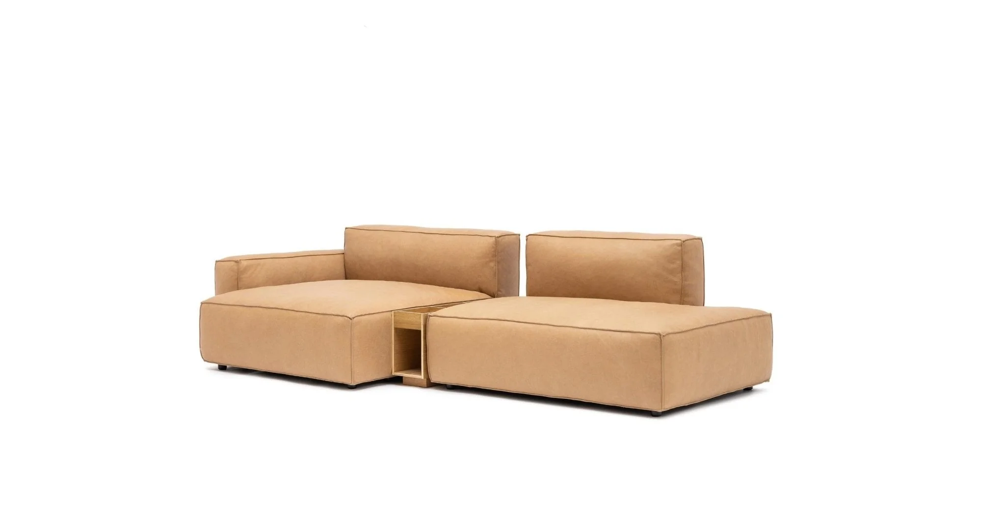 Baker Sectional With Storage - Pecan Leather - Image 2