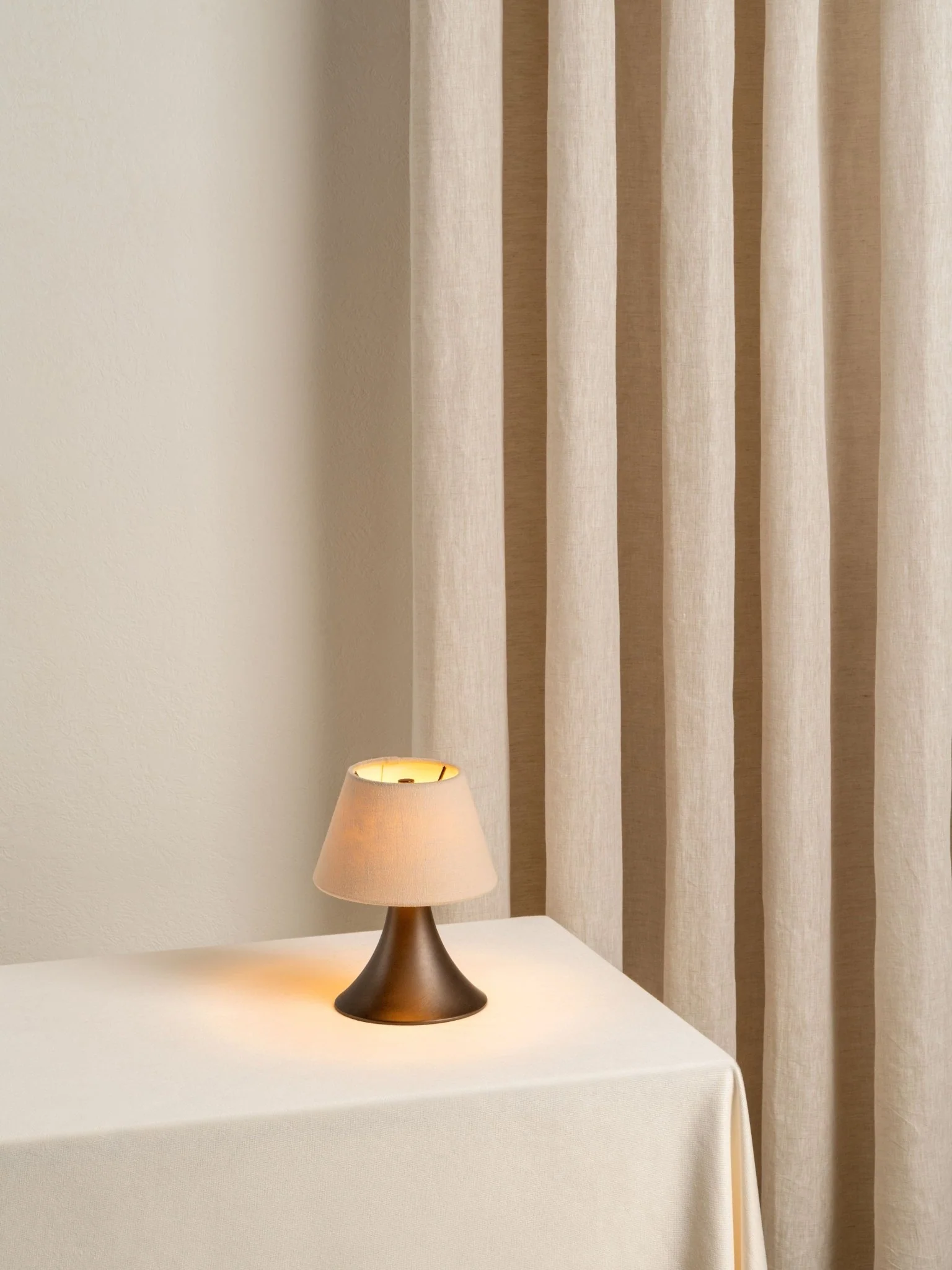 Cenare - Bronze And Linen Rechargeable Table Lamp - Image 2
