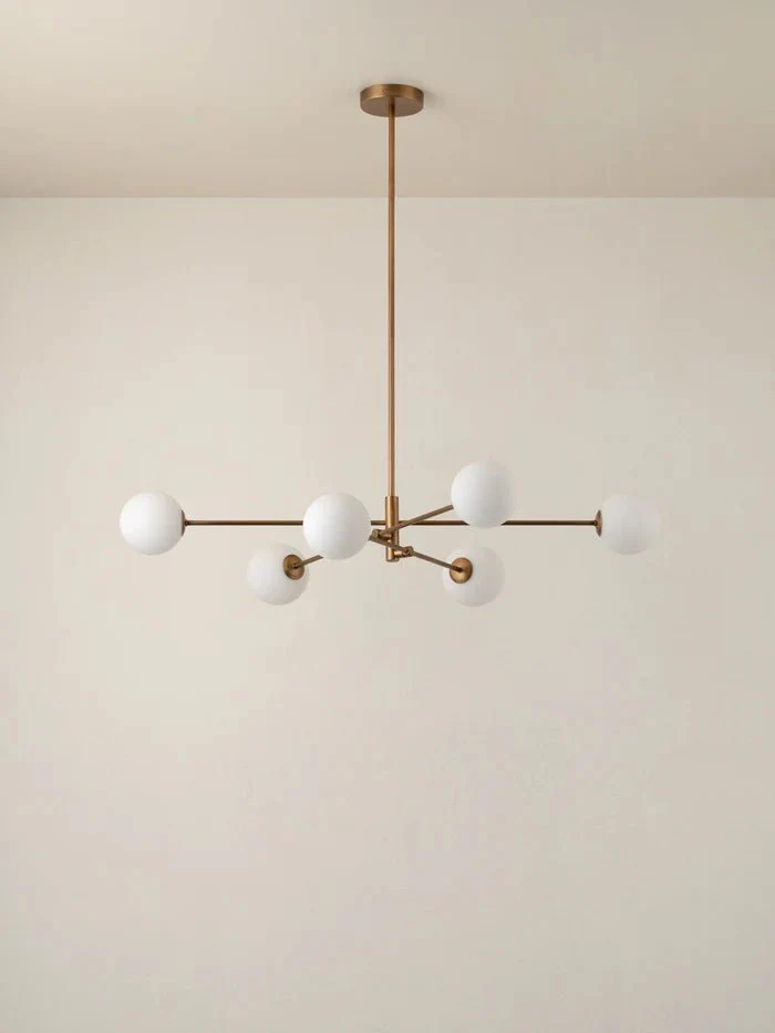 Chelso - 6 Light Aged Brass And Opal Pendant