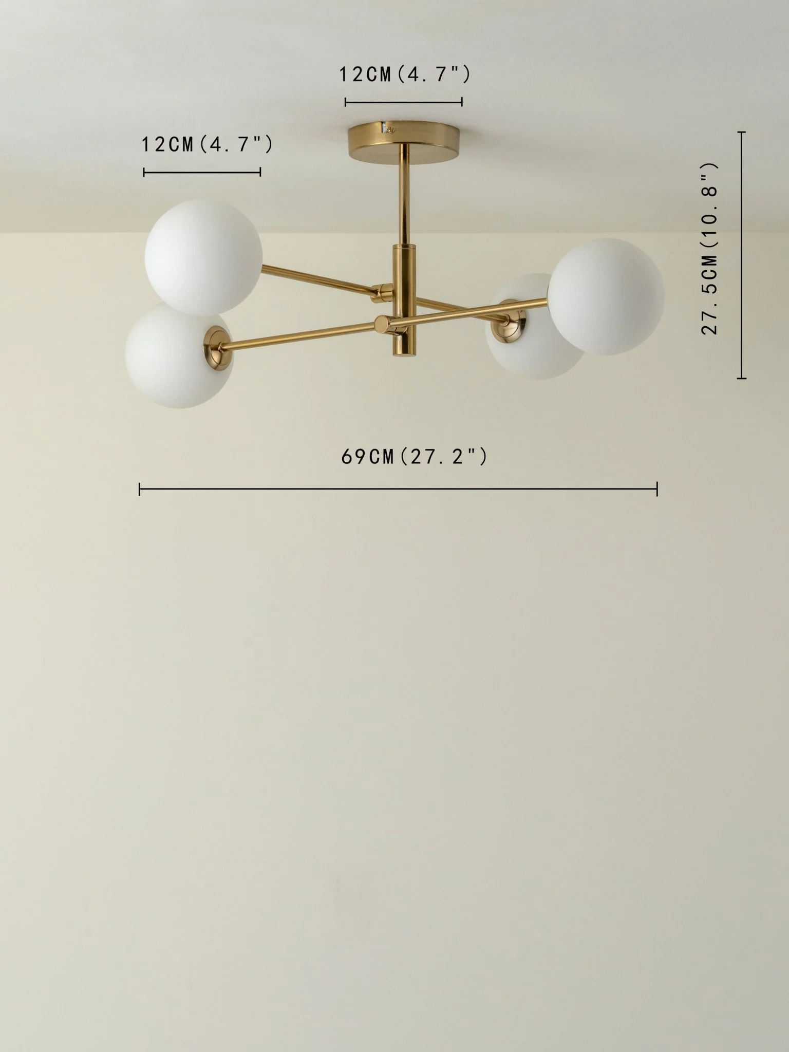 Chelso - 4 Light Brass And Opal Flush - Image 6