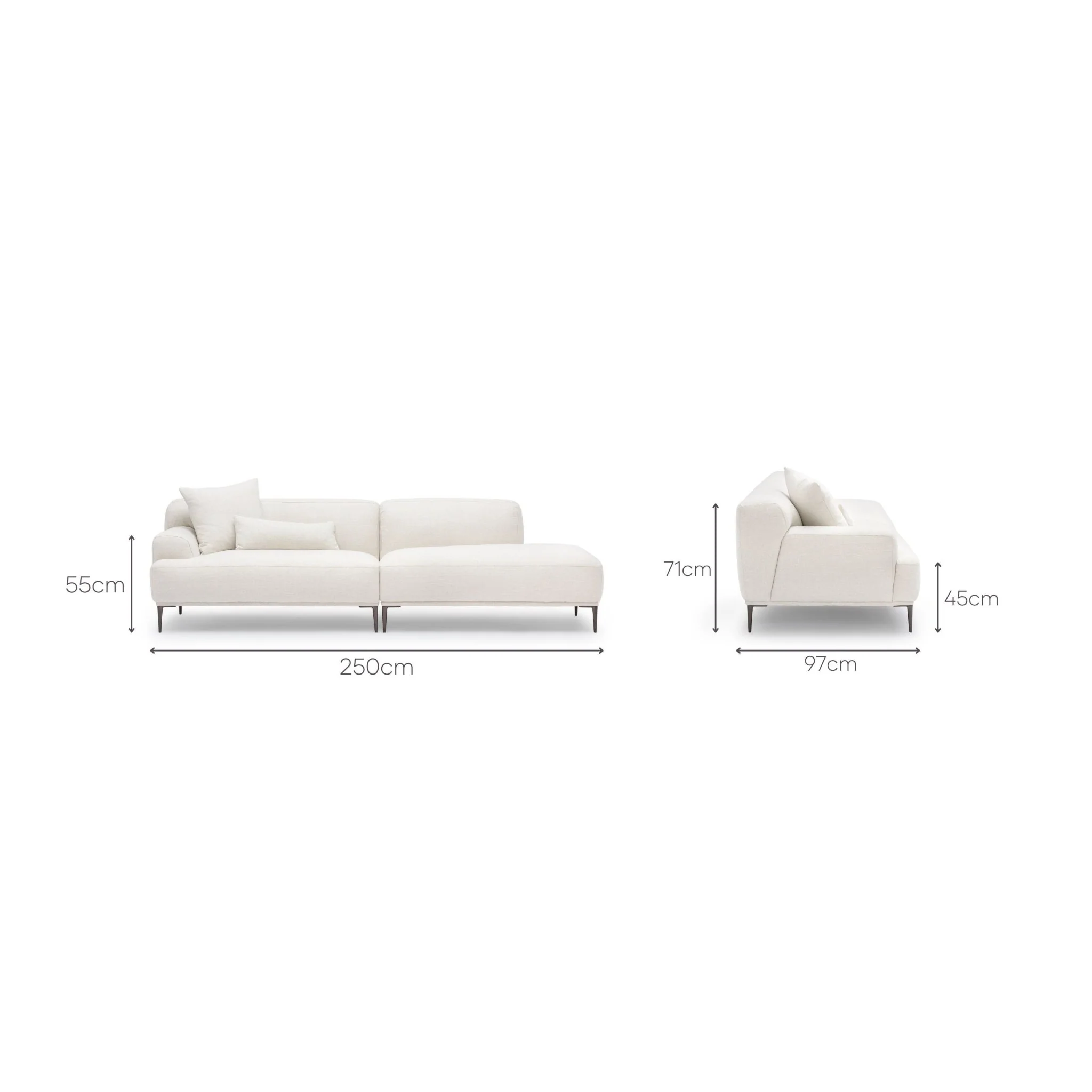Amelia Open End Sofa - Canvas White - Image 18