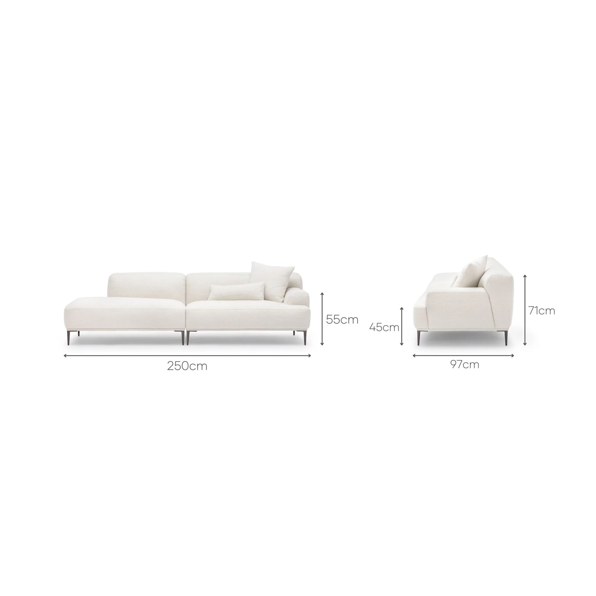 Amelia Open End Sofa - Canvas White - Image 9