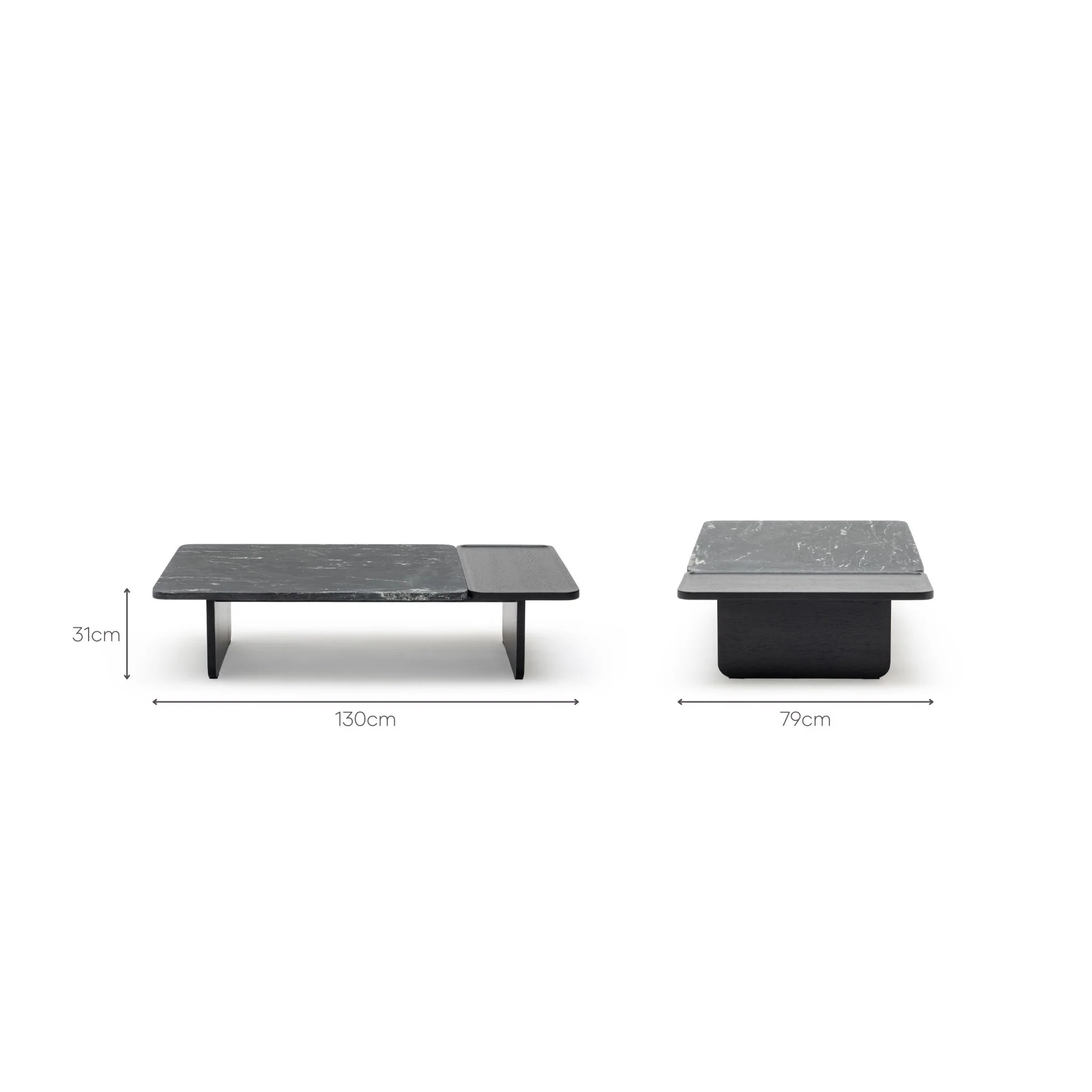 Duo Coffee Table 130 - Black Oak & Nero Marquina - Image 16