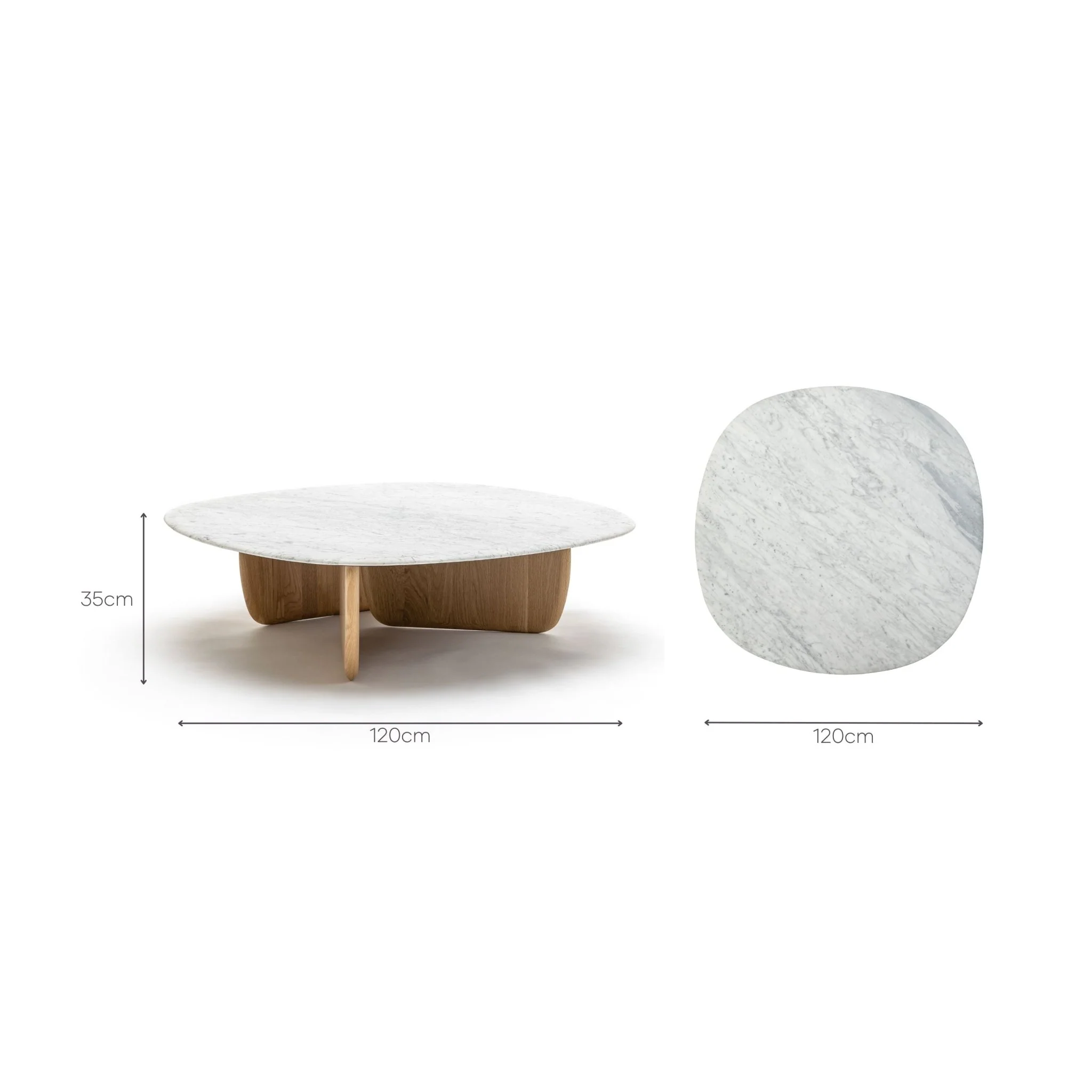 Eden Coffee Table 120 - Light Oak & Bianca Carrara - Image 5