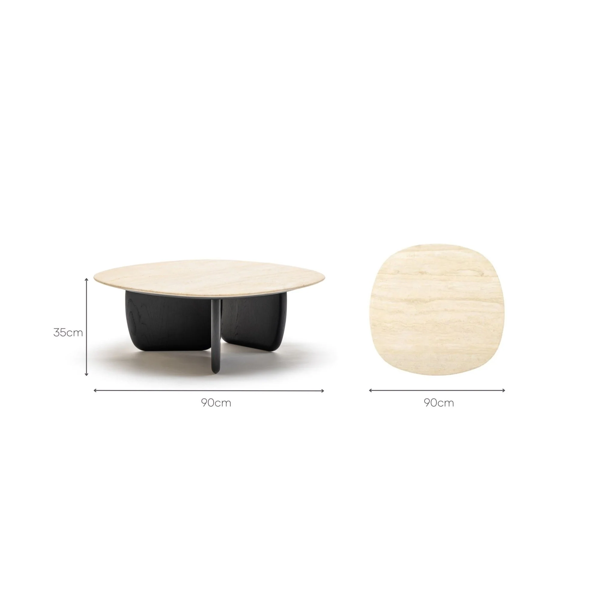 Eden Coffee Table 90 - Black Oak & Travertine - Image 7
