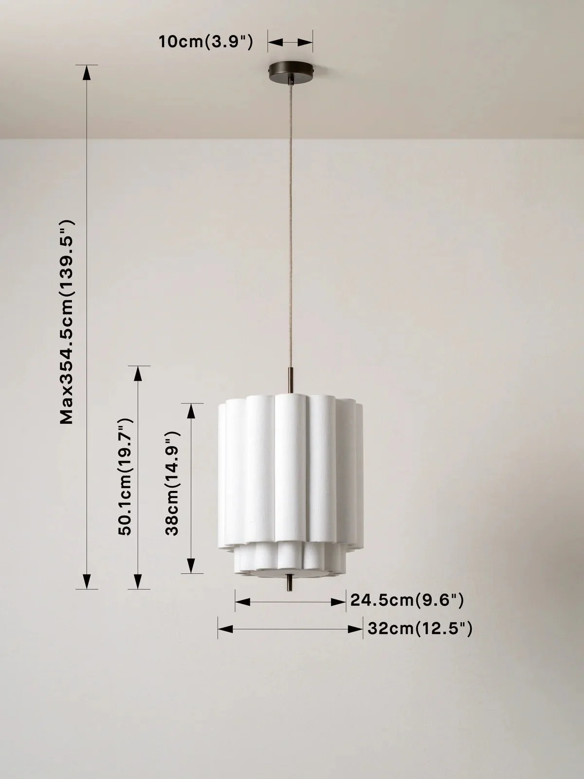 Folia - Small Scalloped Natural Linen Pendant - Image 5