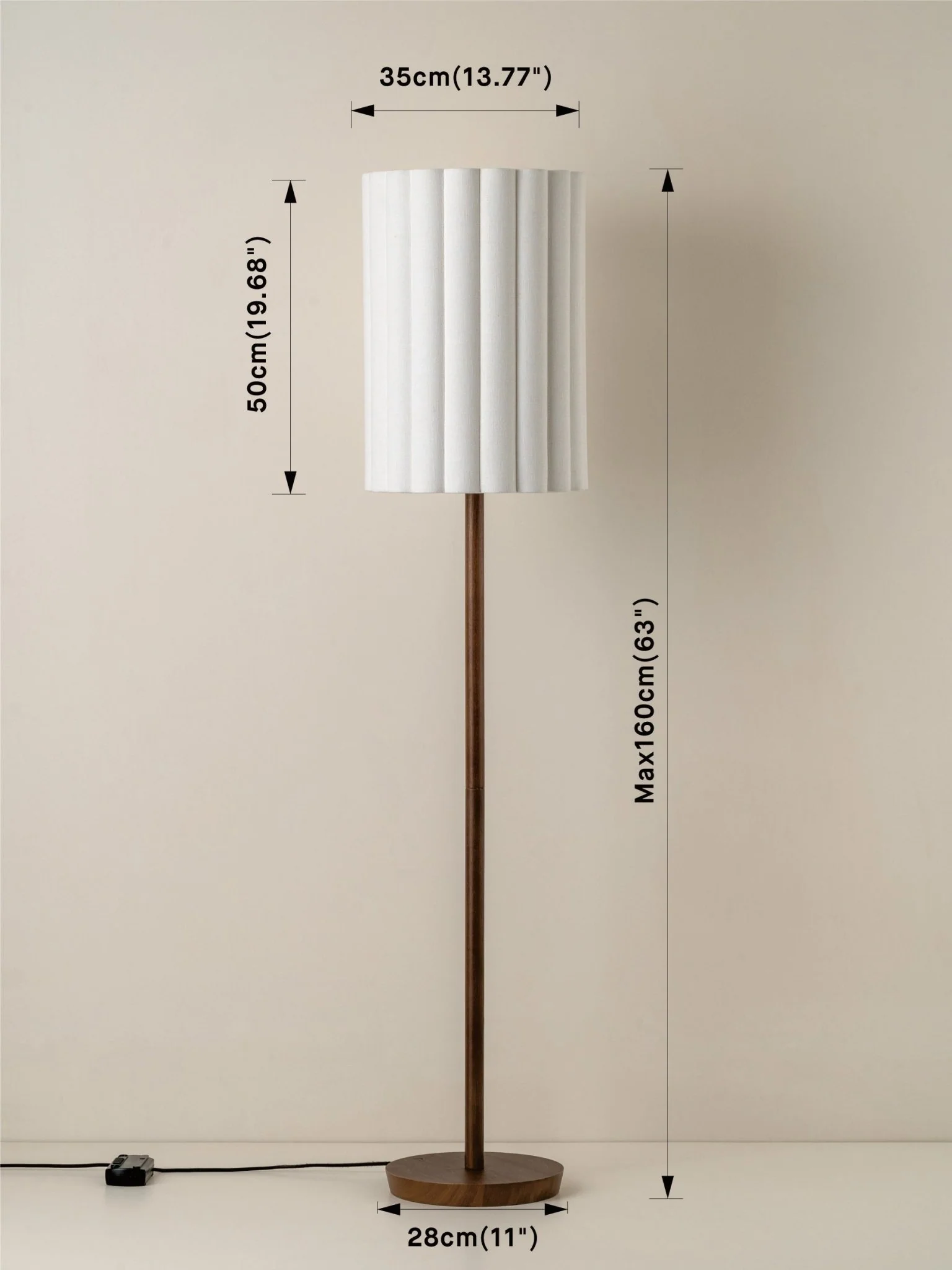 Folia - Walnut Wood And Scalloped Natural Linen Floor Lamp - Image 5