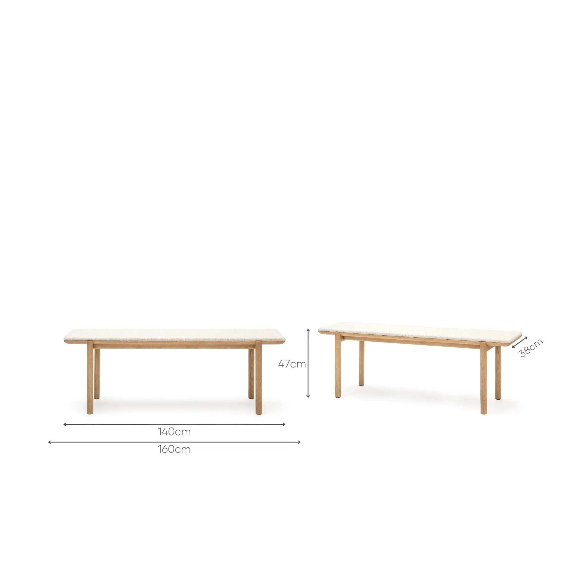 Folk Bench - Light Oak & Oatmeal - Image 7