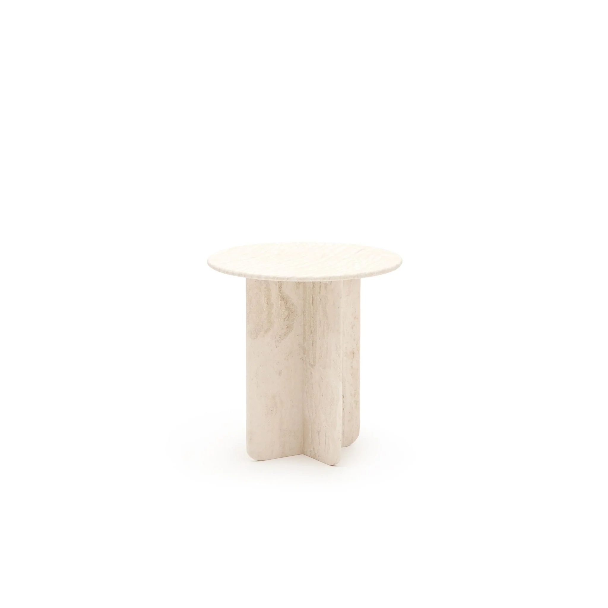 Haven Round Side Table - White Travertine