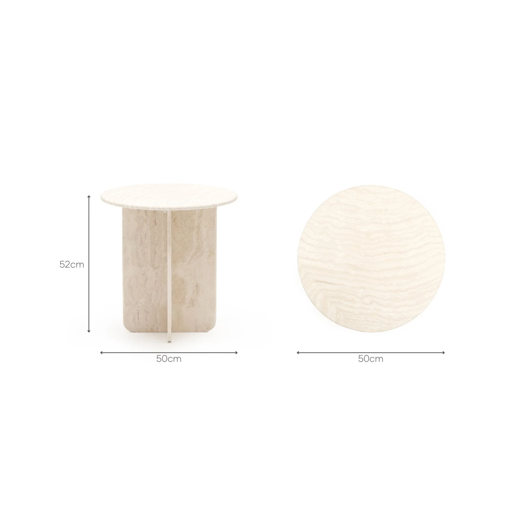 Haven Round Side Table - White Travertine - Image 8