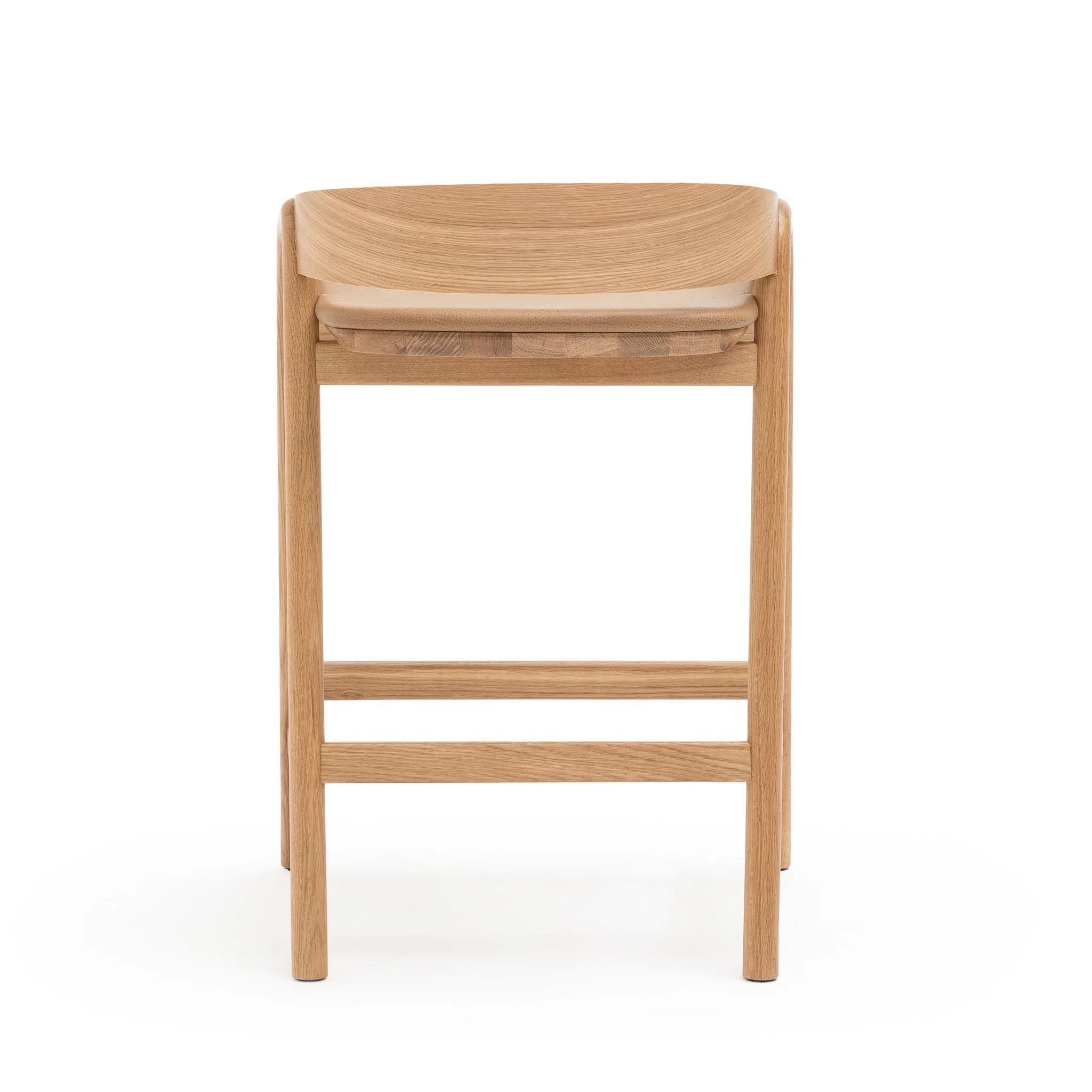 Inlay Counter Chair - Light Oak & Pecan Leather - Image 4