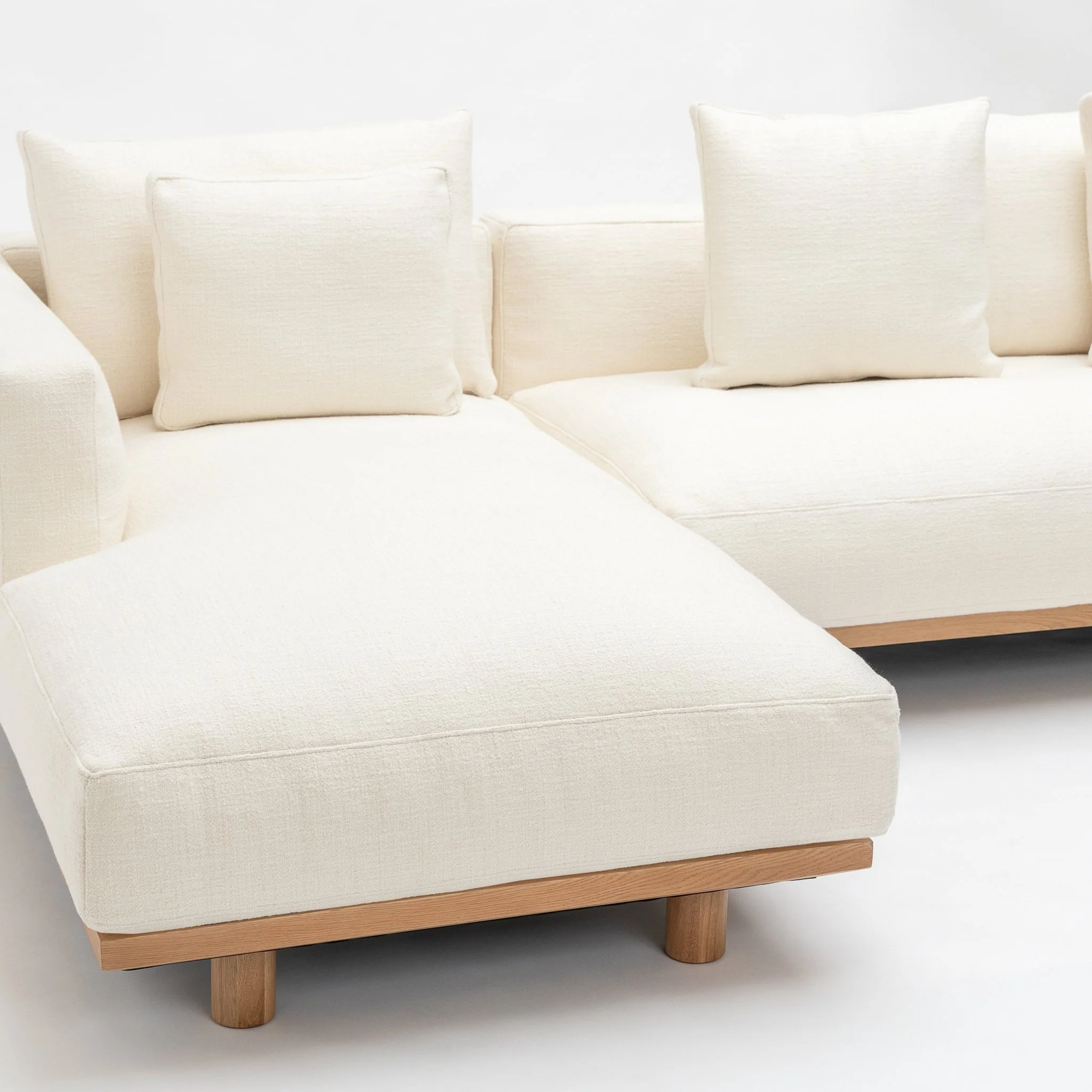 Islet Extra Large L Shaped Sofa - Light Oak & Cobbler Panna Cotta - Image 17