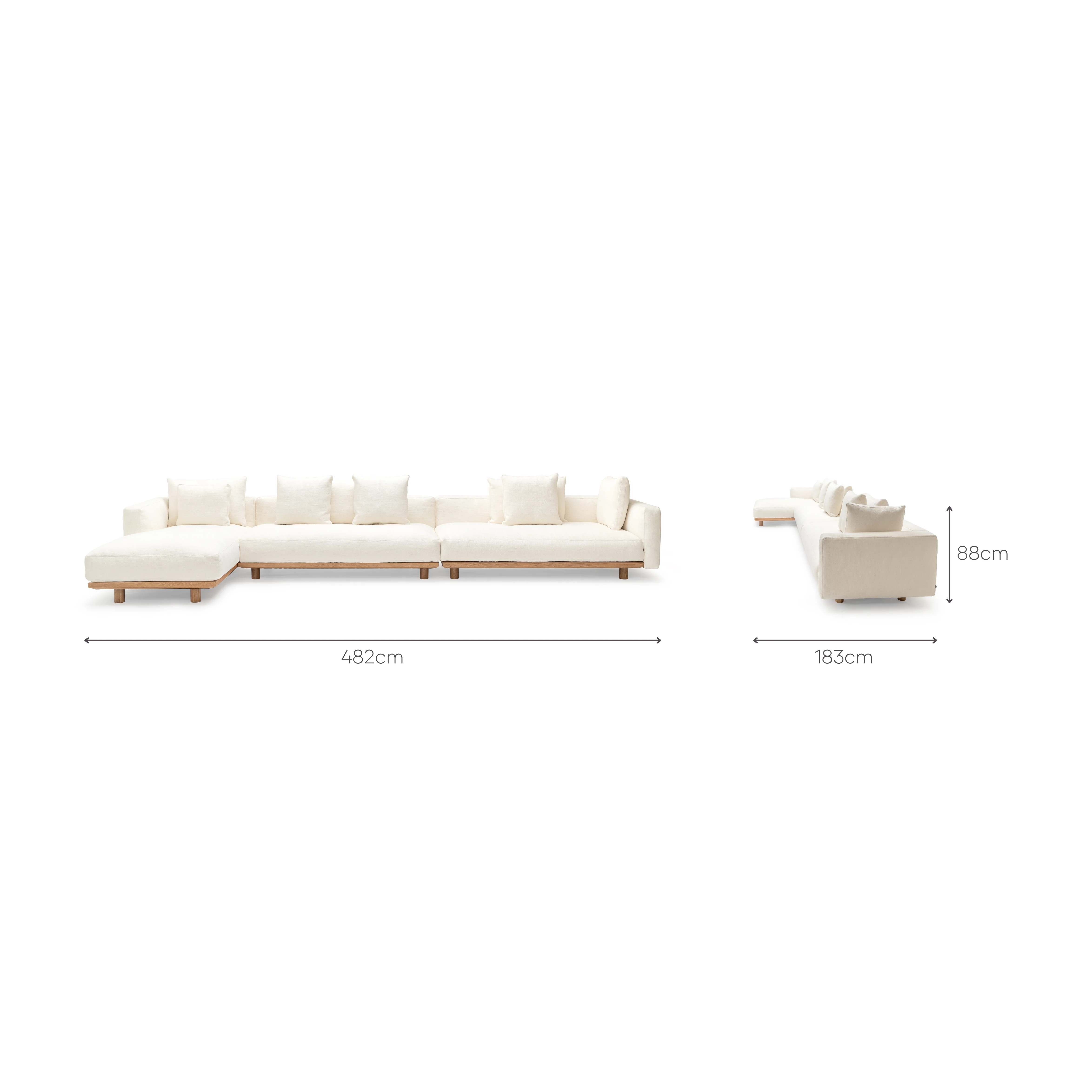Islet Extra Large L Shaped Sofa - Light Oak & Cobbler Panna Cotta - Image 9
