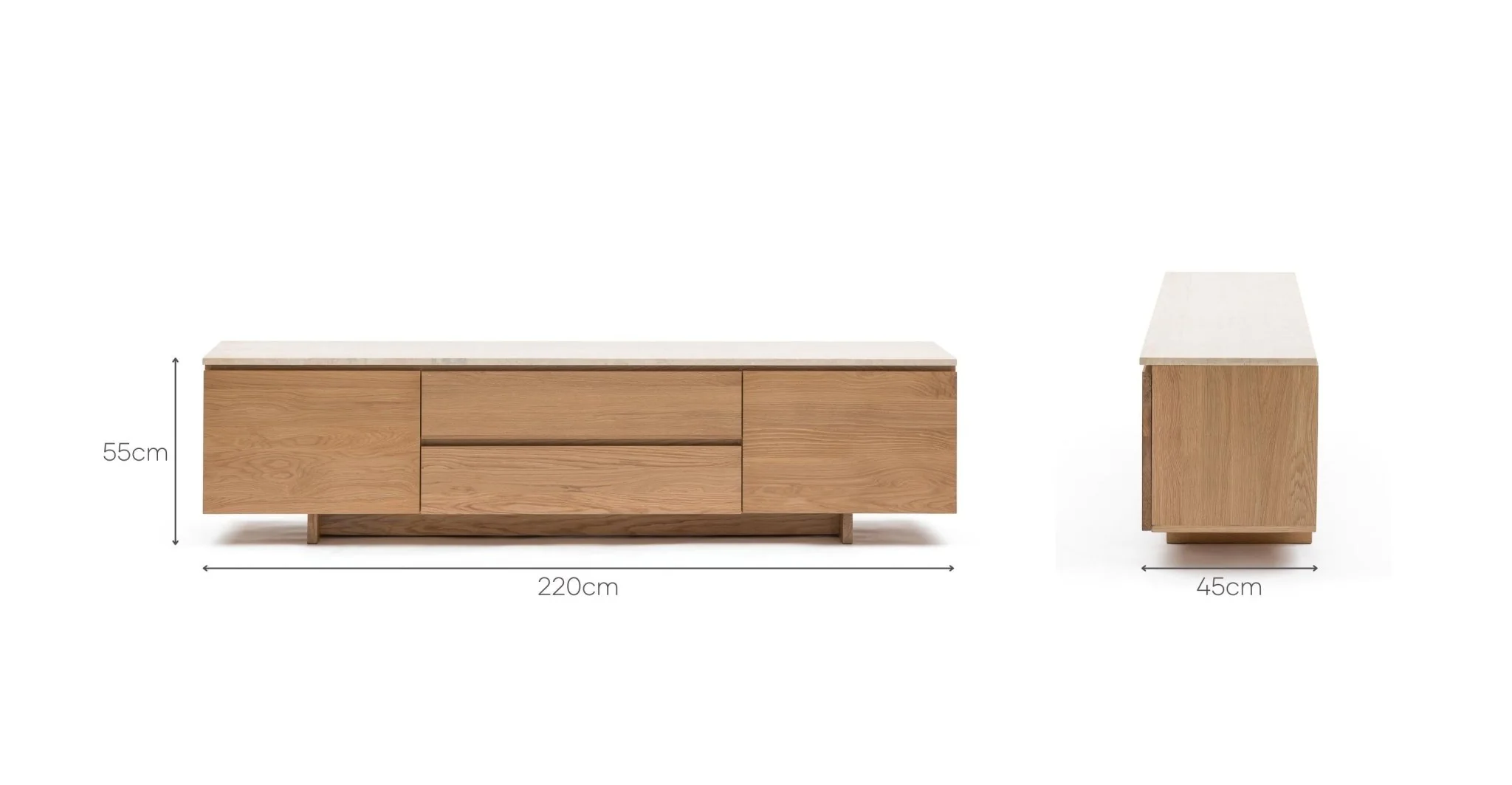 Kami 220 Entertainment Unit - Light Oak & Travertine - Image 25