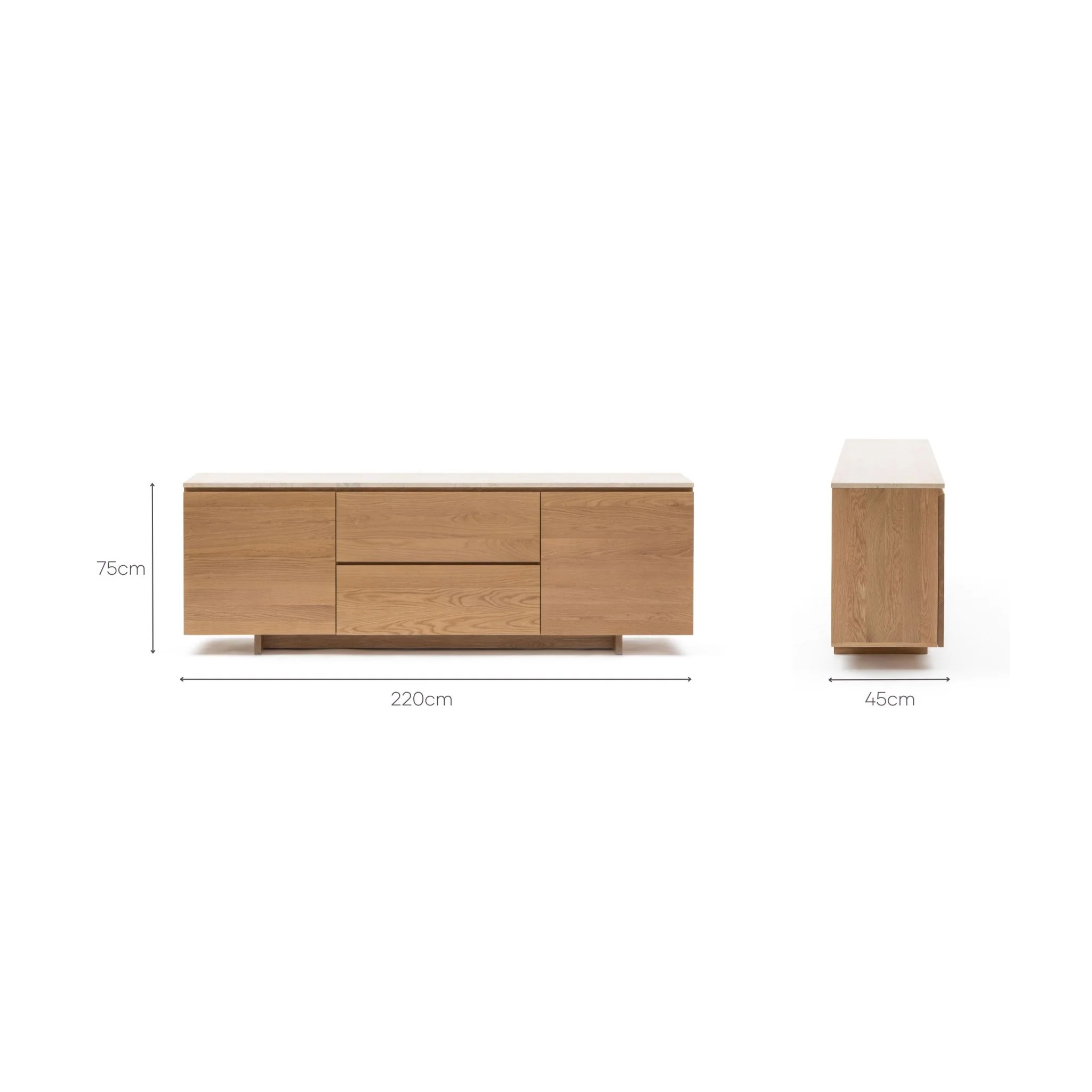 Kami 220 Sideboard - Light Oak & Travertine - Image 15