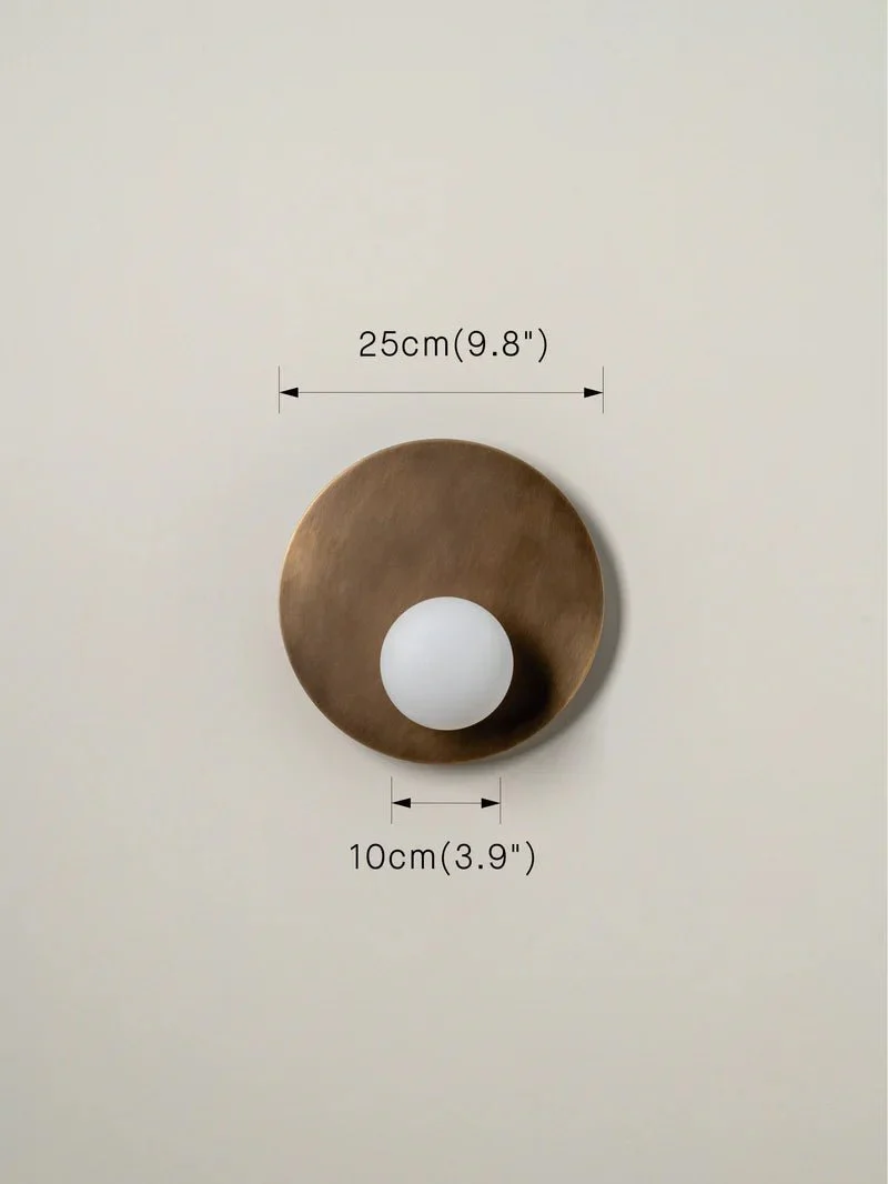 Luna - Aged Brass And Opal Disc Wall Light - Image 6