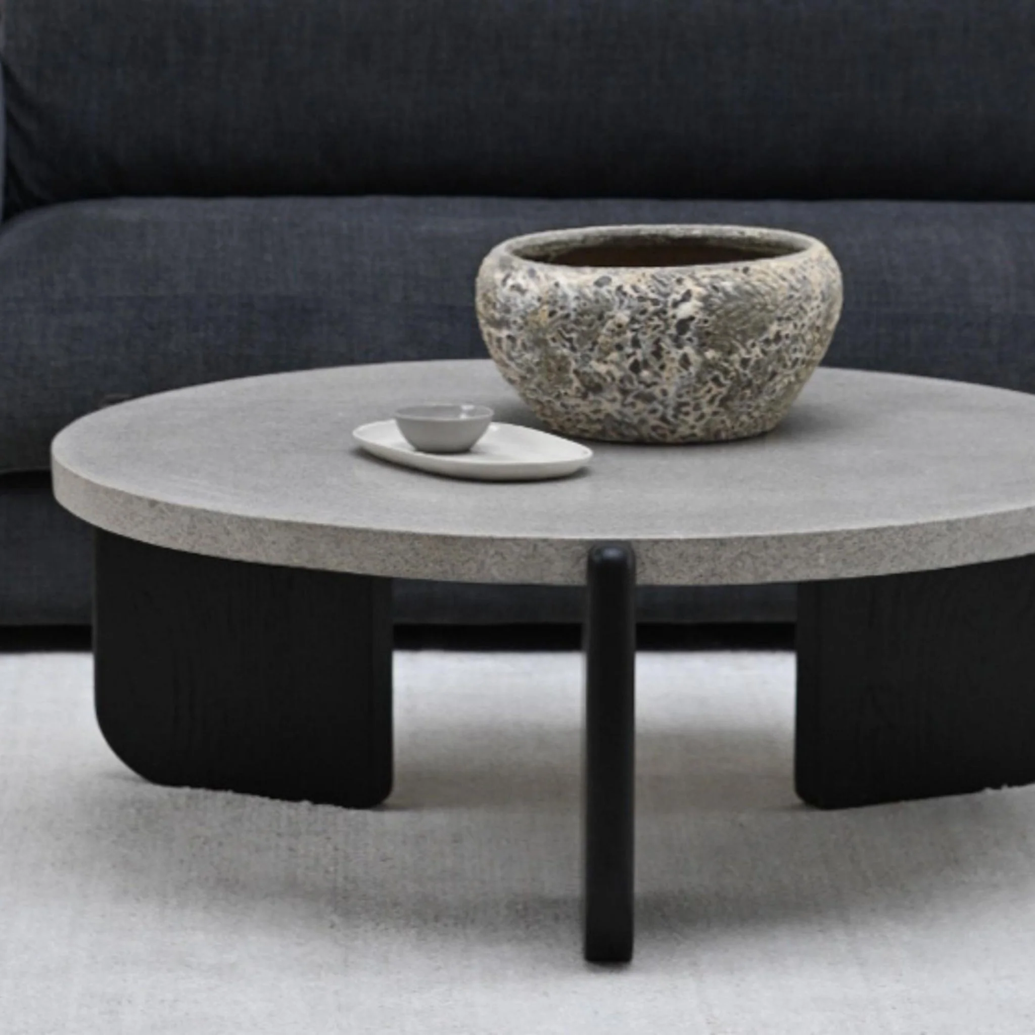 Native Coffee Table - Warm Cement & Black Oak - Image 2