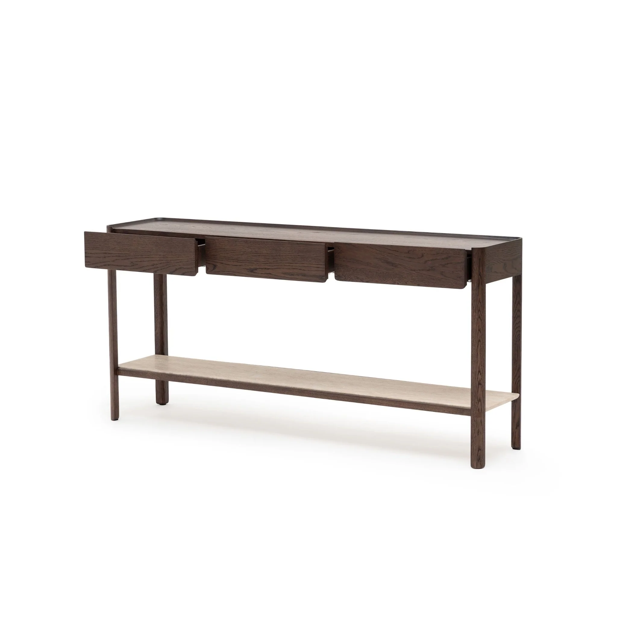 Nell Console - Espresso Oak & Travertine - Image 3