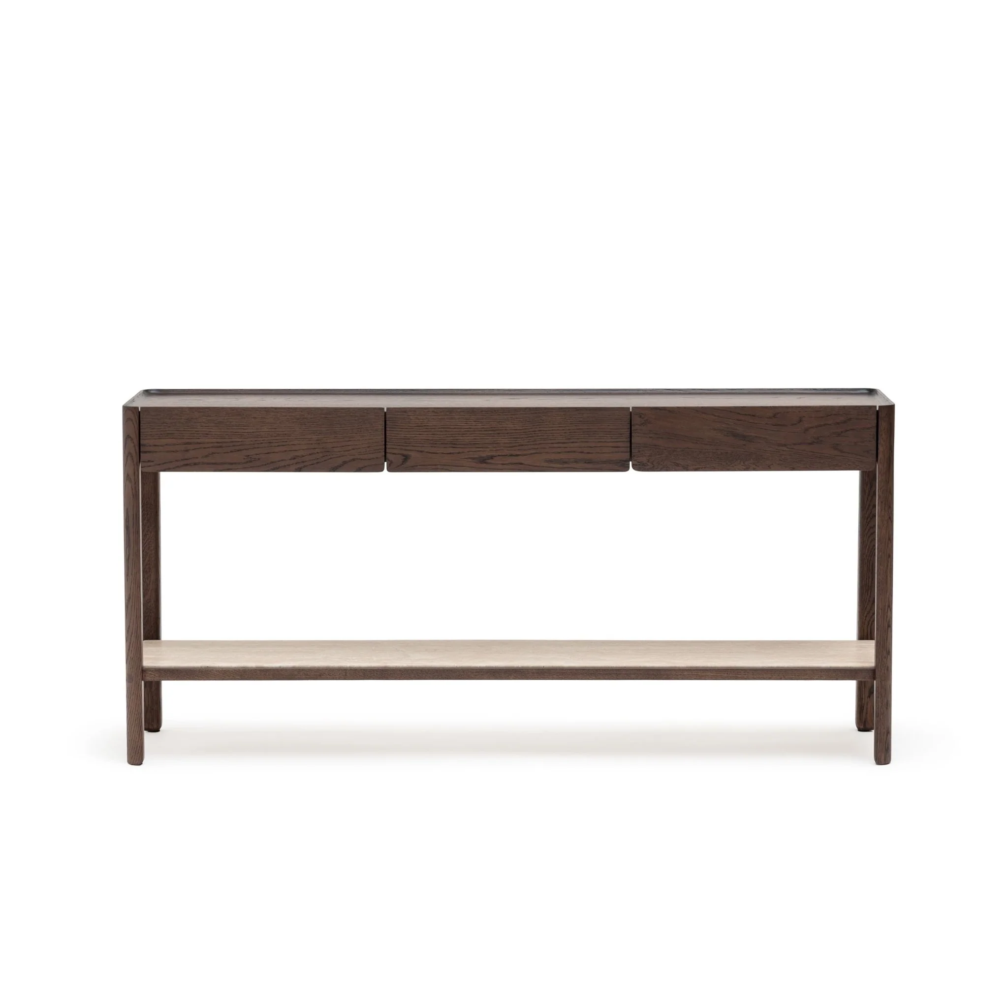 Nell Console - Espresso Oak & Travertine - Image 4