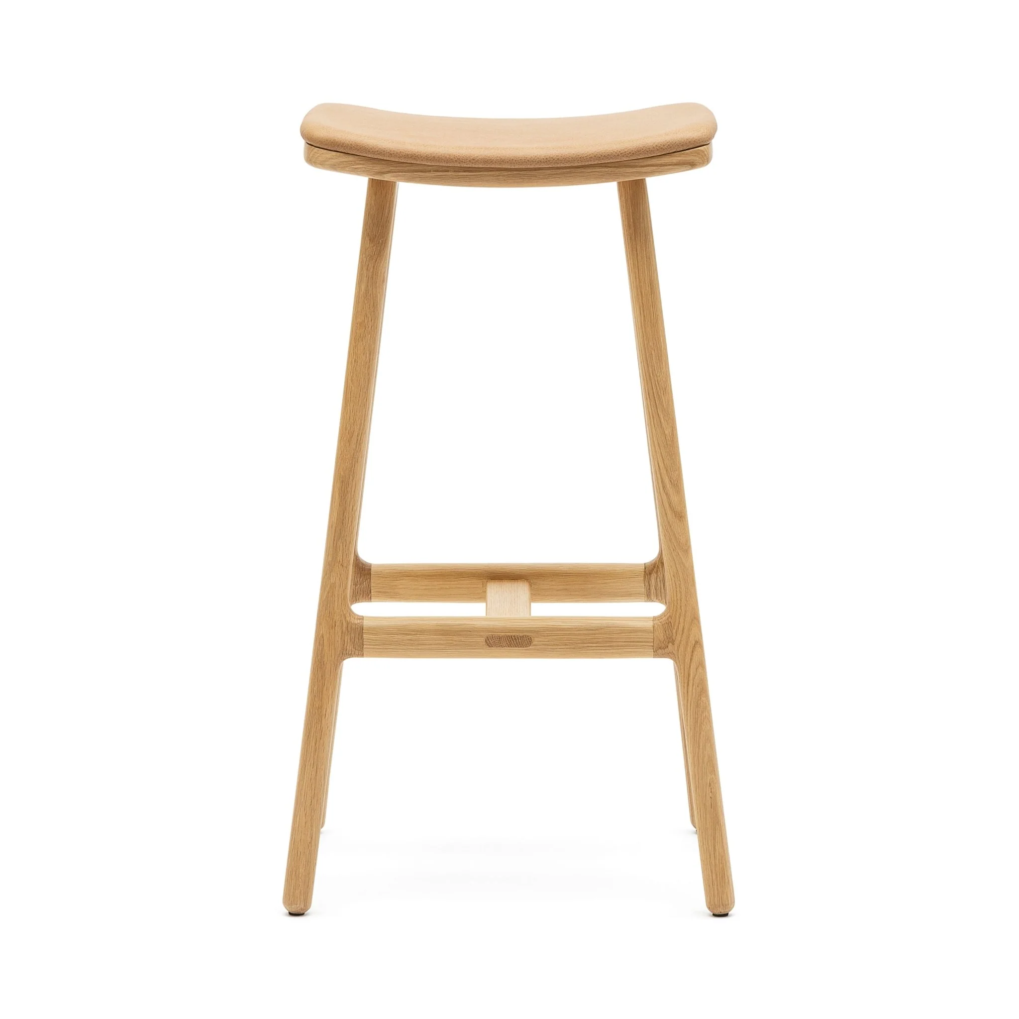 Odd Bar Stool - Light Oak & Pecan Leather - Image 3