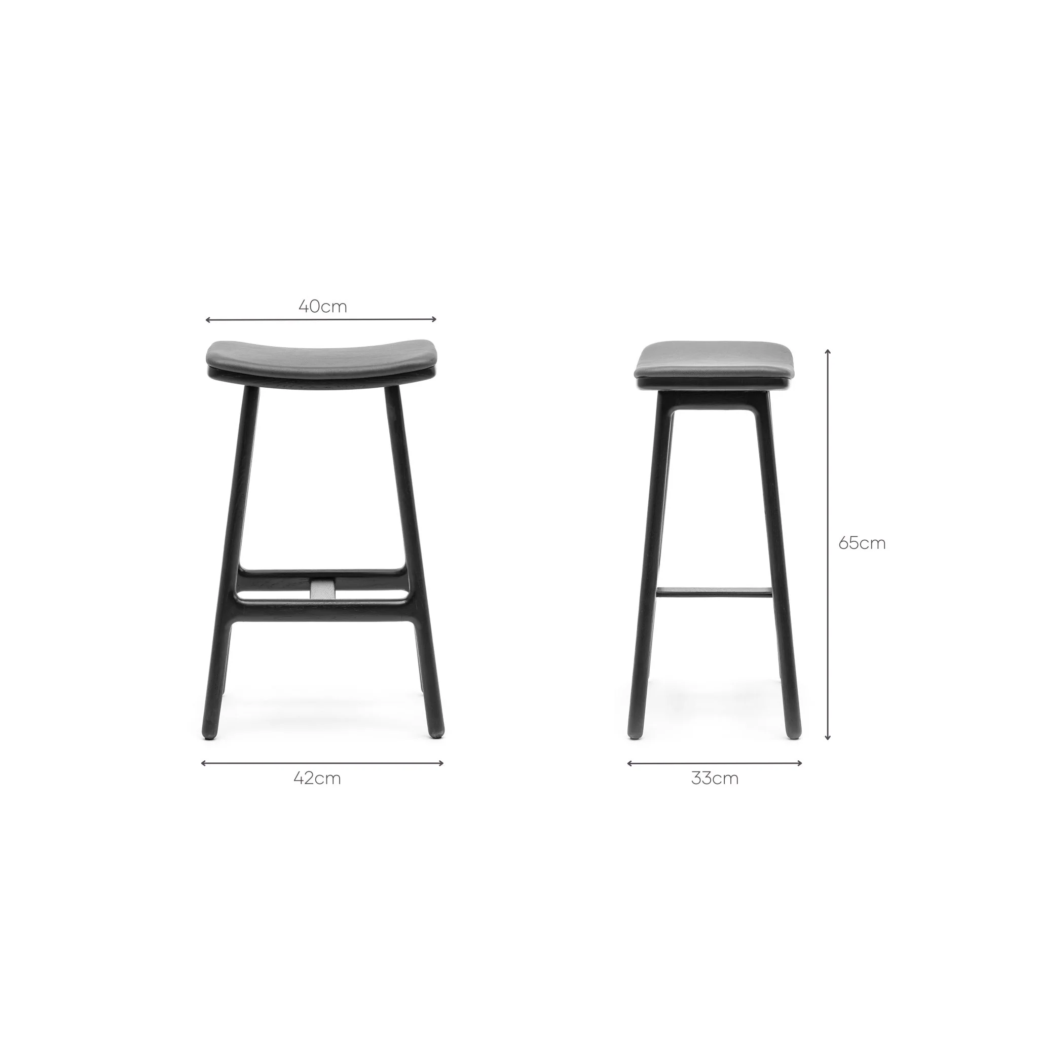 Odd Counter Stool - Black Oak & Charcoal Leather - Image 8