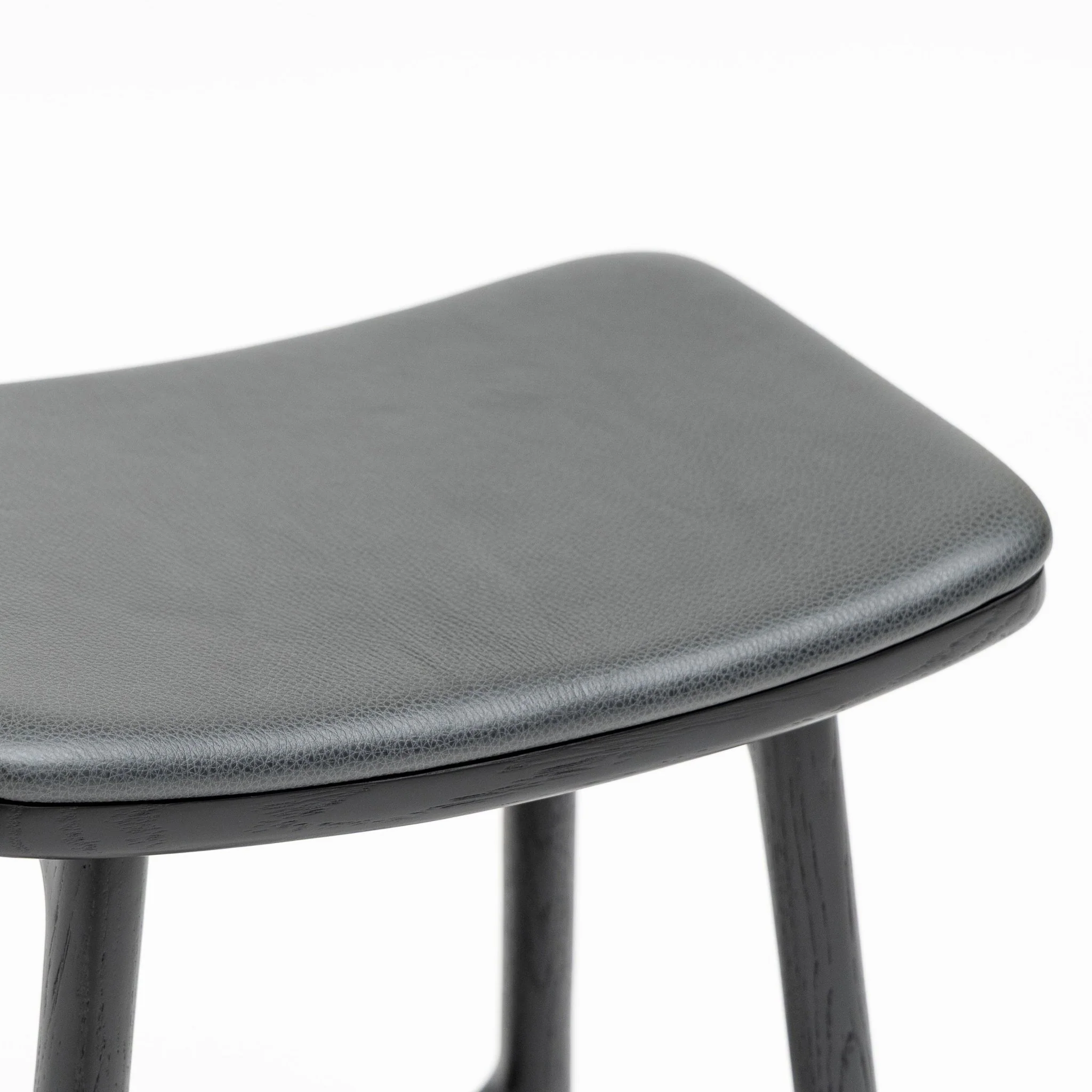Odd Low Stool - Black Oak & Charcoal Leather - Image 5