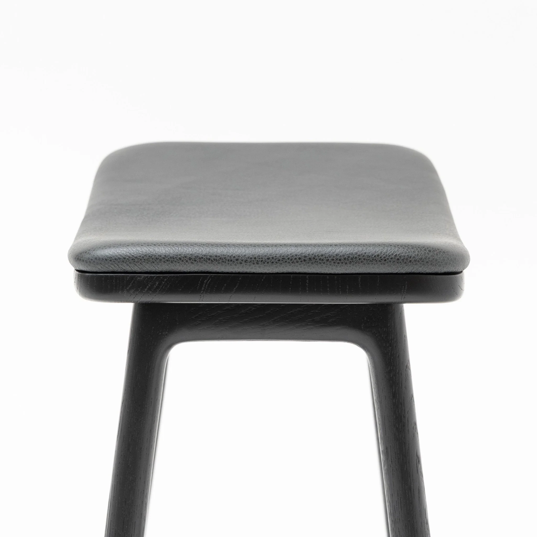 Odd Low Stool - Black Oak & Charcoal Leather - Image 7