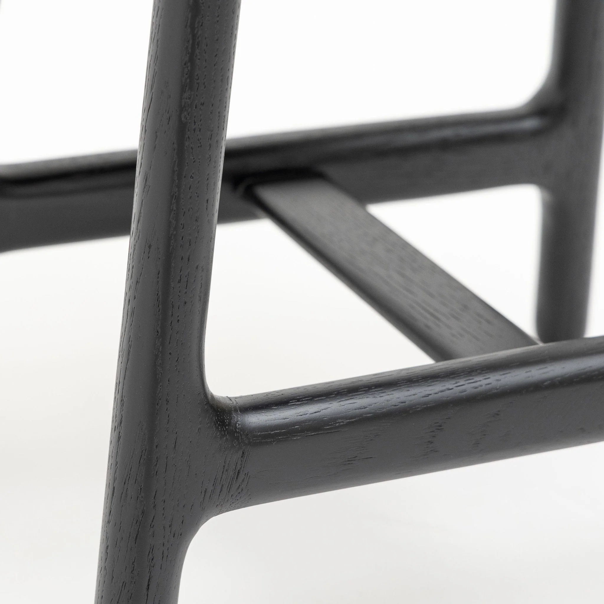 Odd Low Stool - Black Oak & Charcoal Leather - Image 9