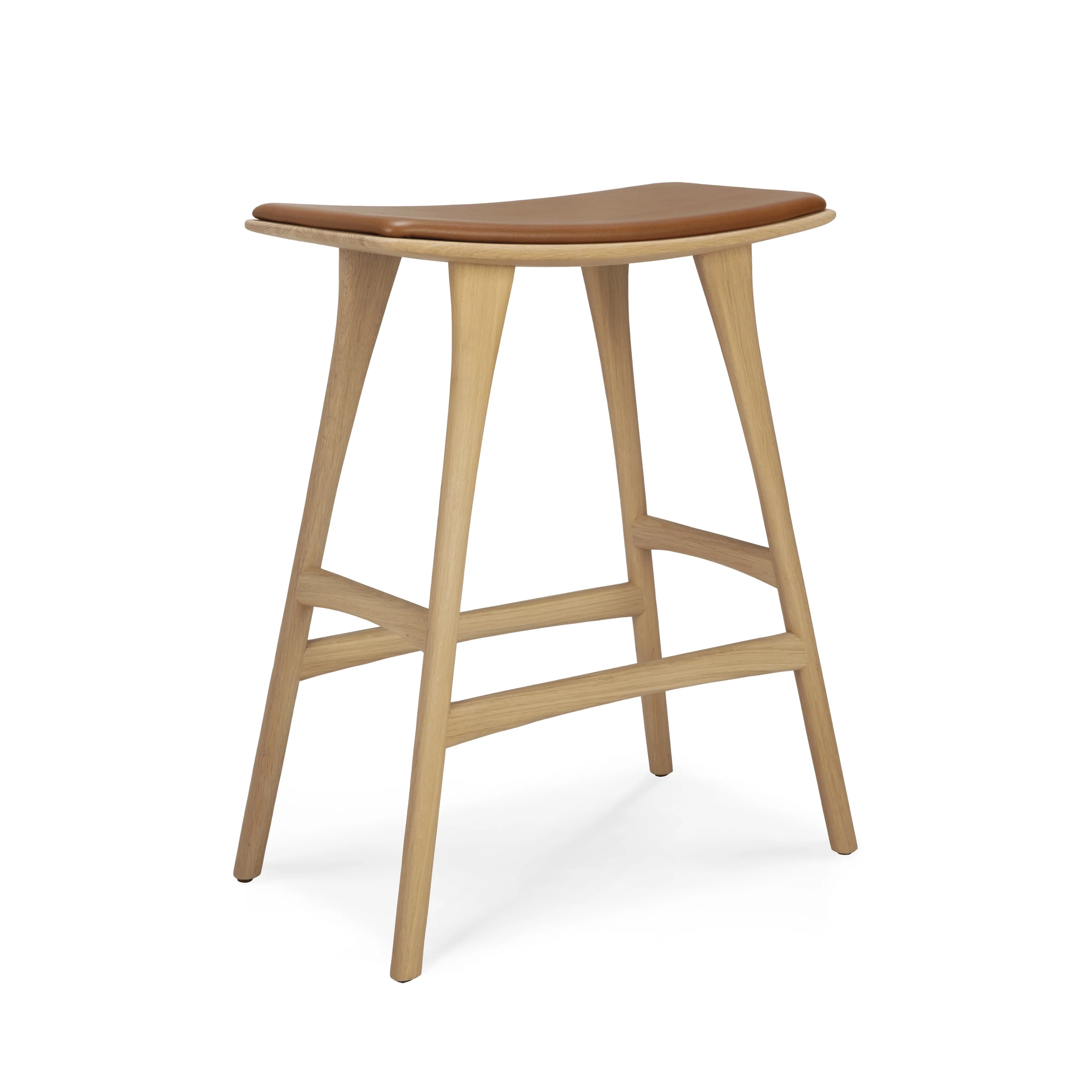 Osso Counter Stool - Varnished Oak - Cognac Leather