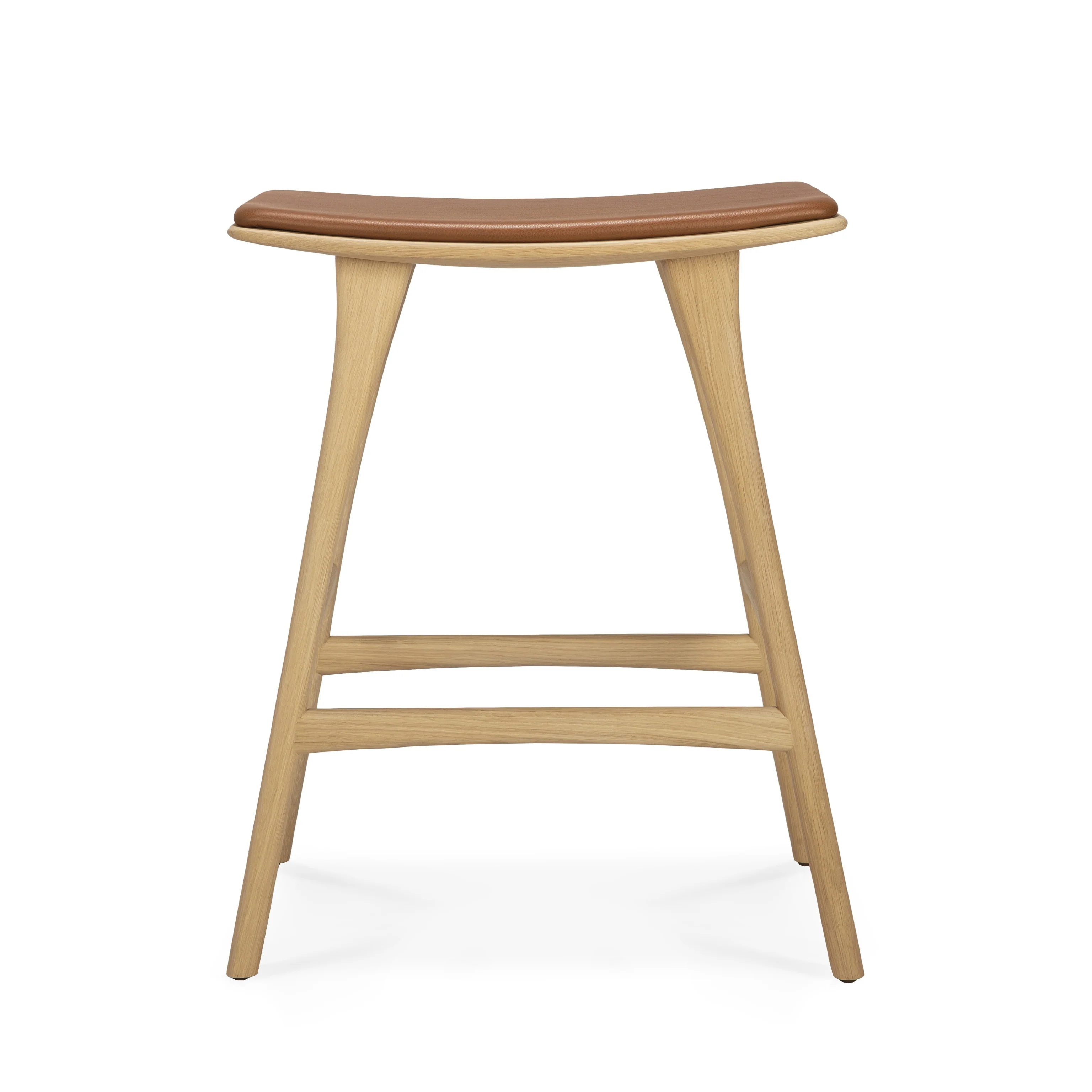 Osso Counter Stool - Varnished Oak - Cognac Leather - Image 2