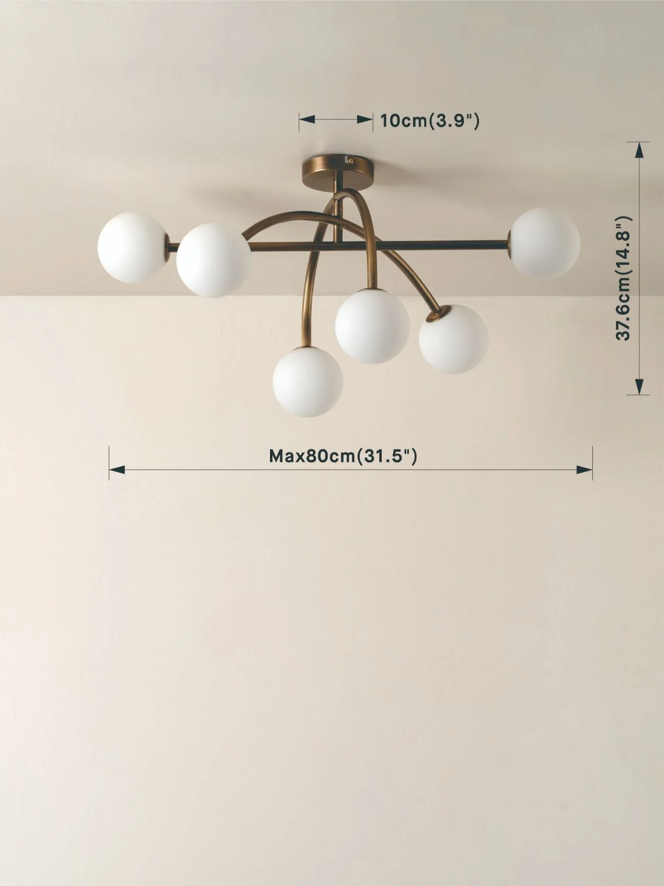 Perry - 6 Light Aged Brass And Opal Flush Pendant - Image 4