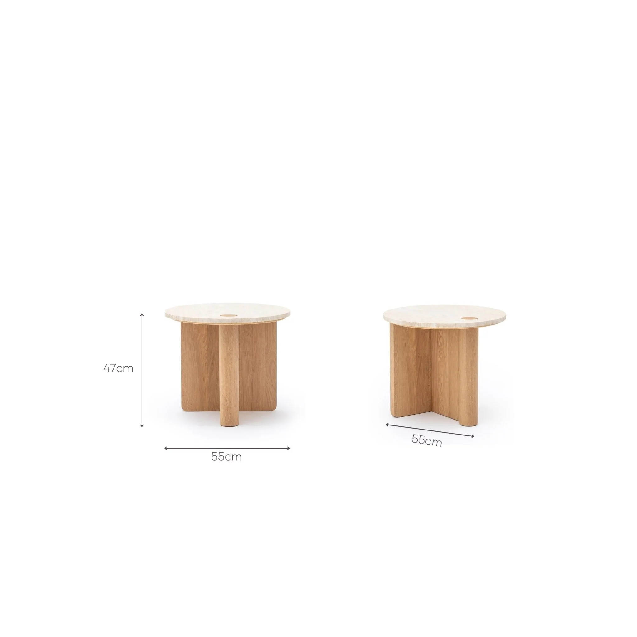 Pivot Side Table - Light Oak & Travertine - Image 10