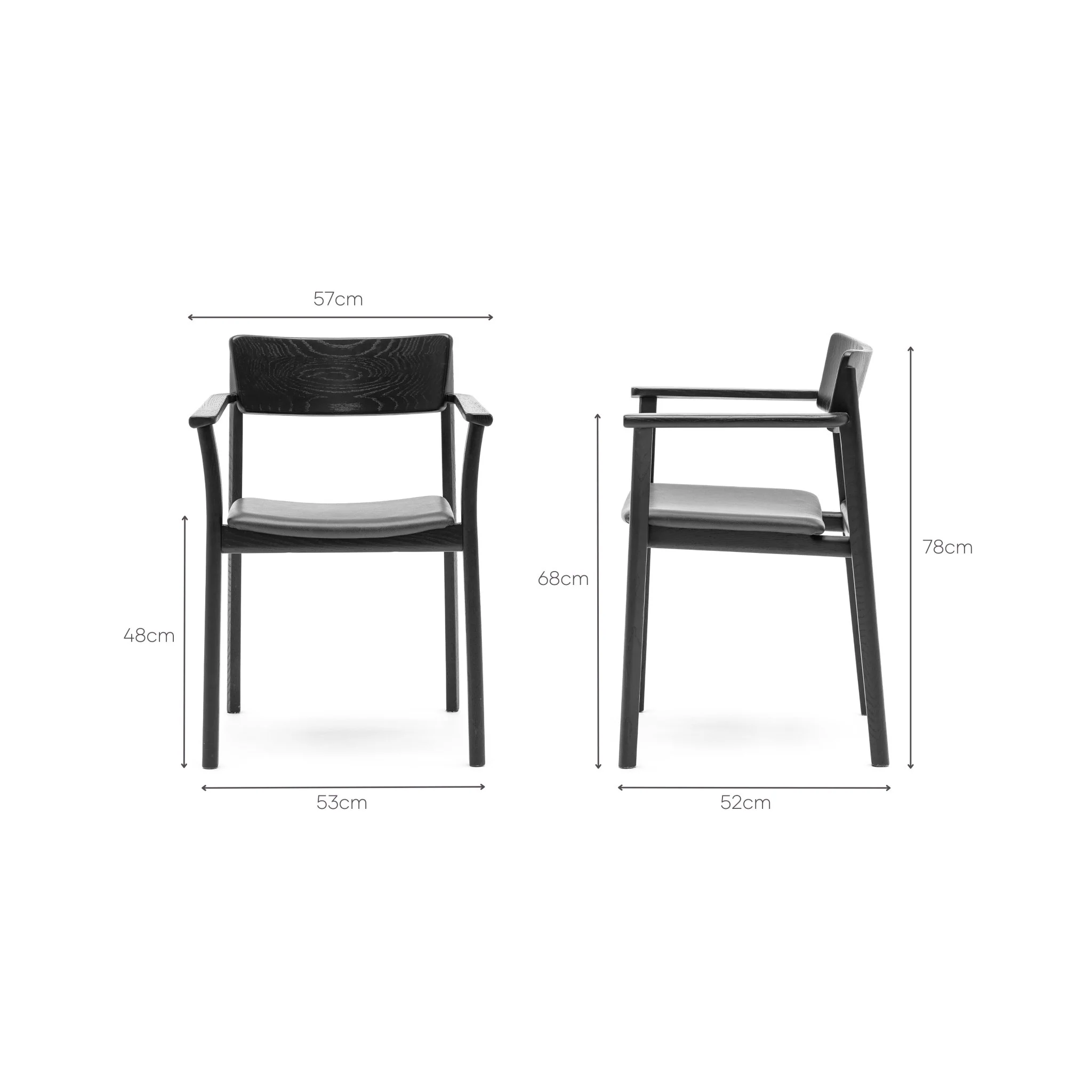 Poise Armchair - Black Oak & Charcoal Leather - Image 13