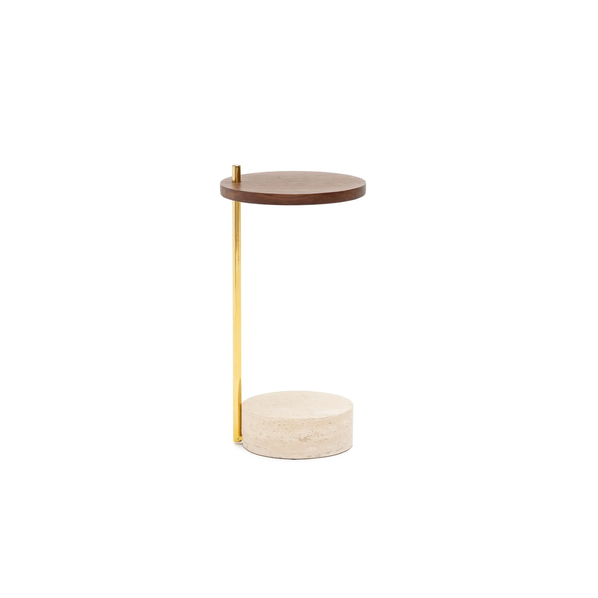 Society Side Table - Walnut & Travertine