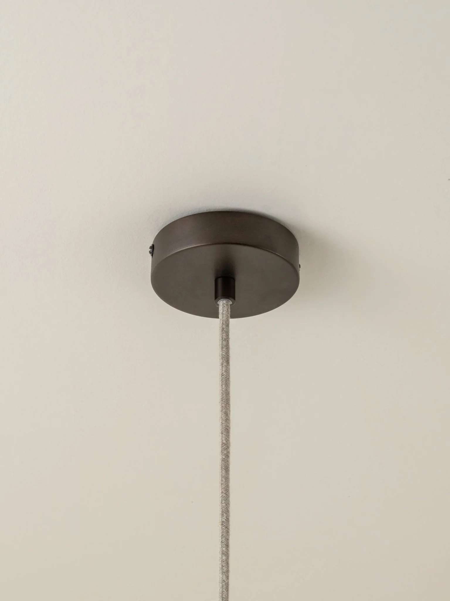 Solara - Medium Dark Bronze And Layered Natural Linen Pendant - Image 4