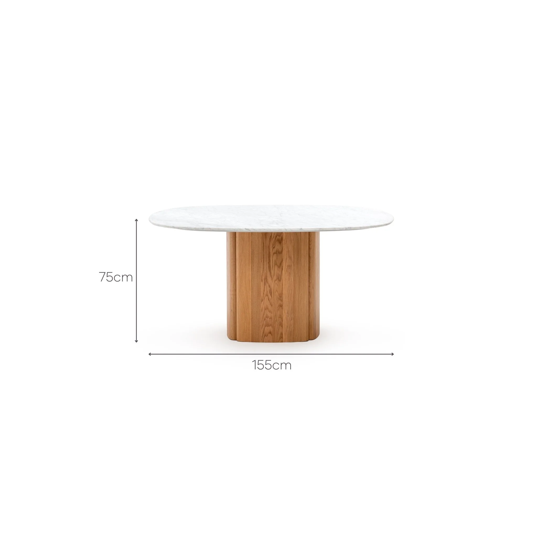 Tathra 155 Table - Light Oak & Bianca Carrara - Image 13