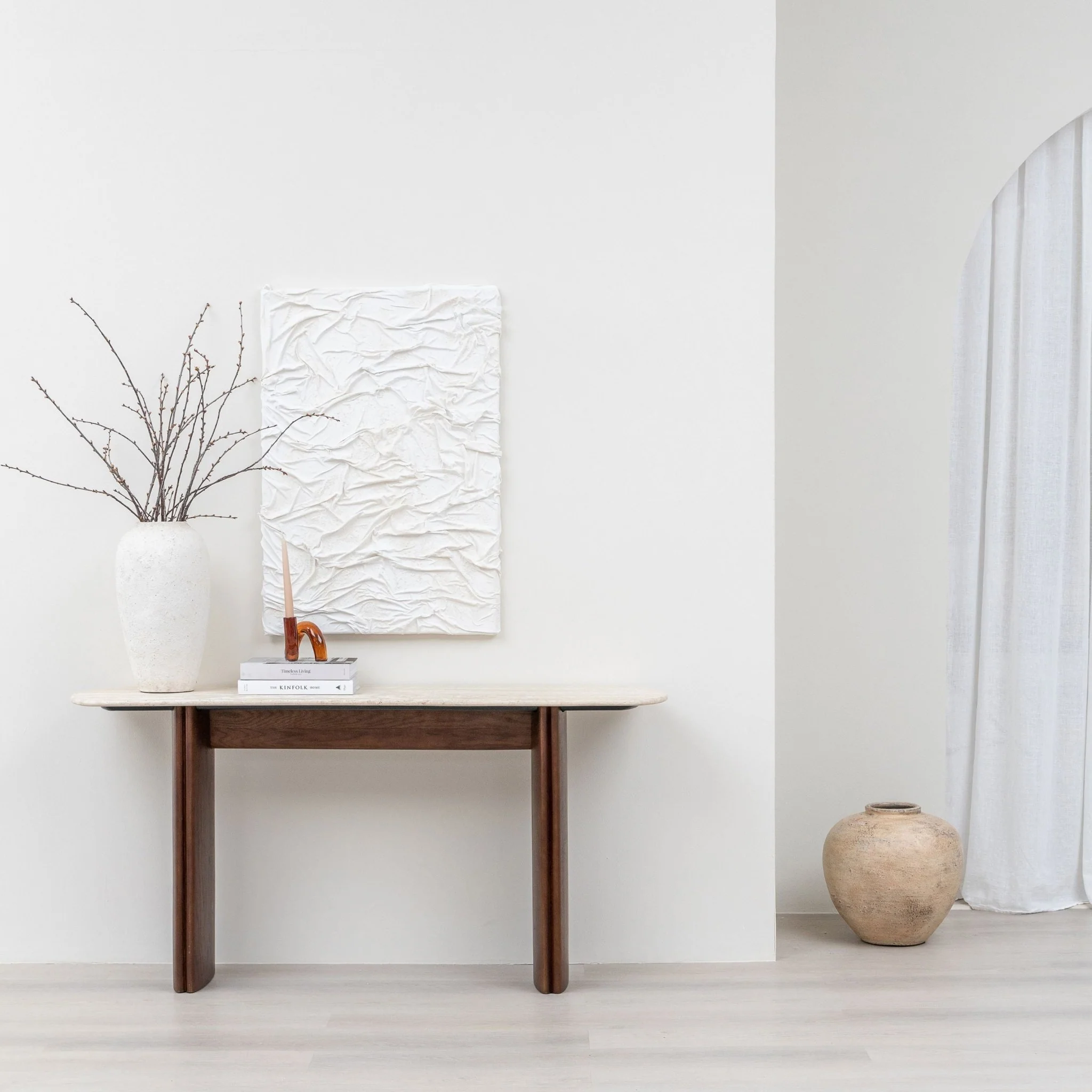 Tathra Console - Espresso Oak & Travertine - Image 2