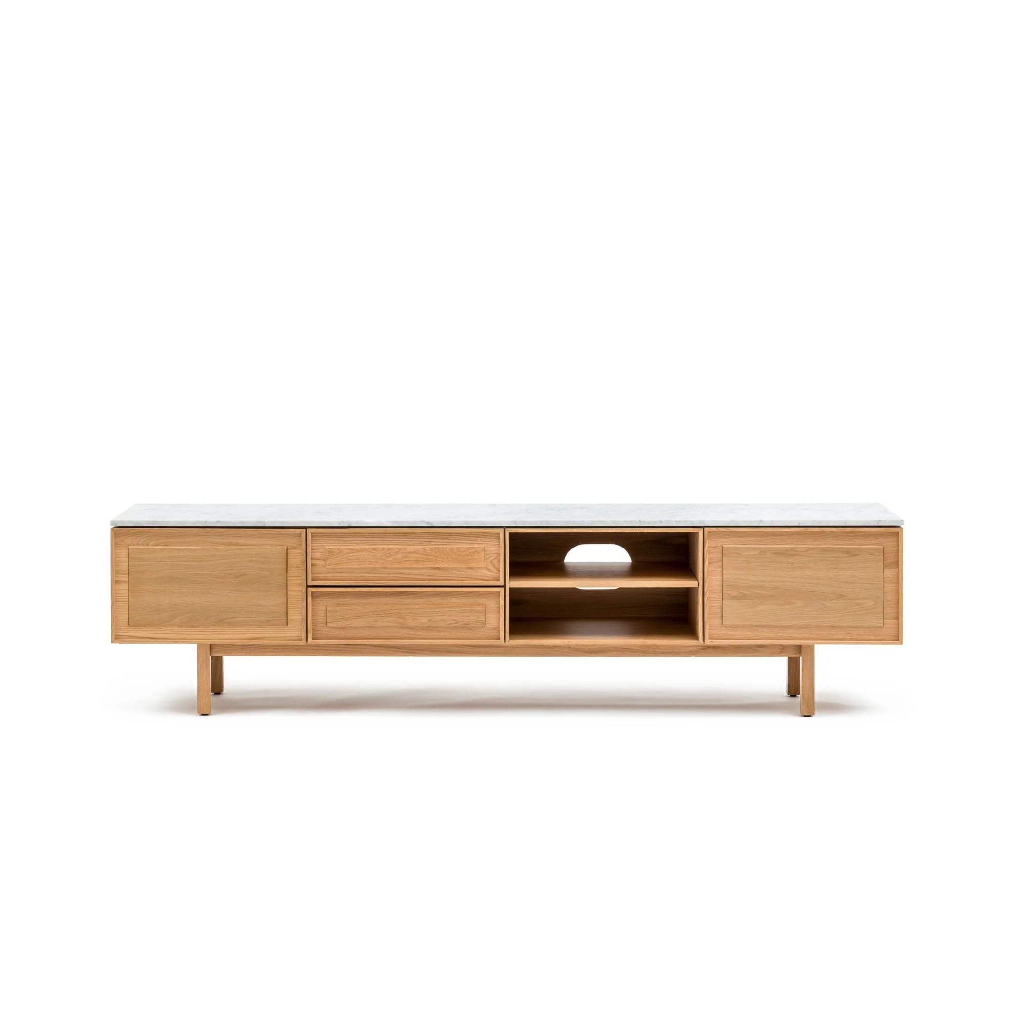 Yorke 220 Entertainment Unit - Light Oak & Bianca Carrara - Image 2