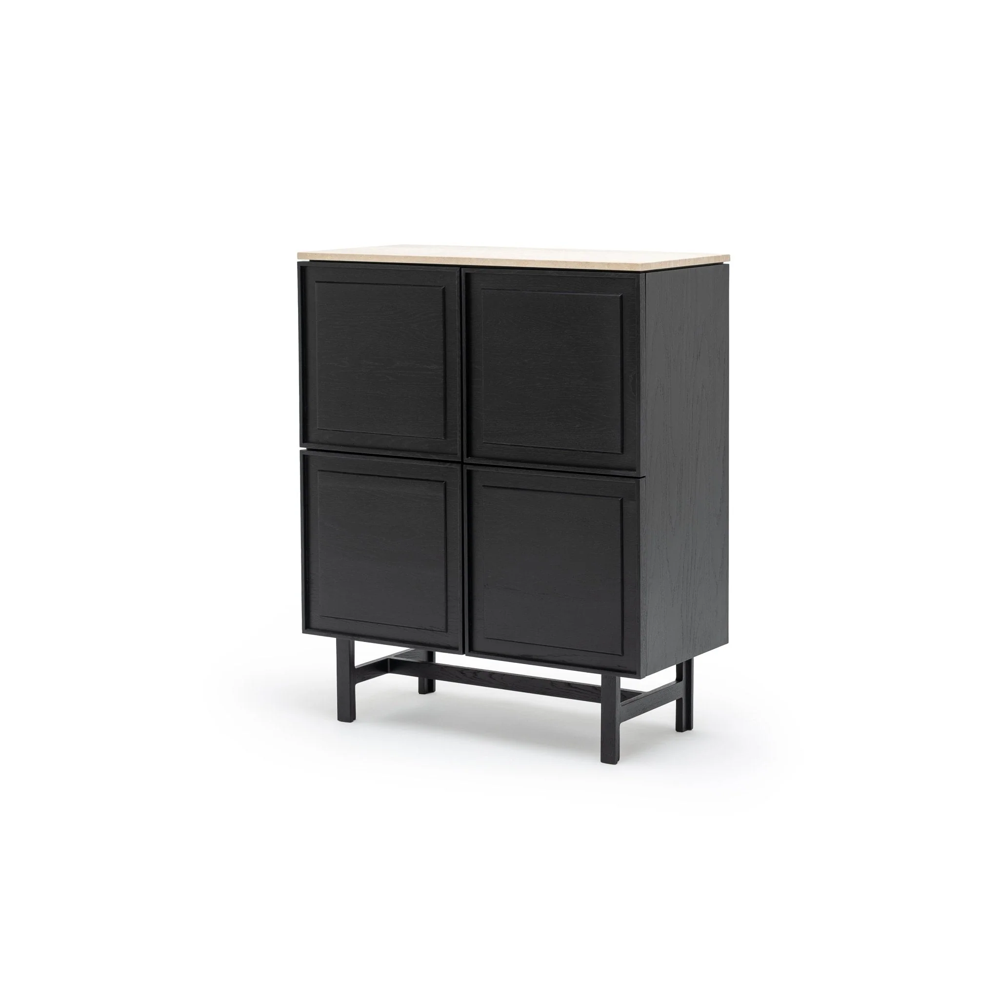 Yorke Highboard - Black Oak & Travertine
